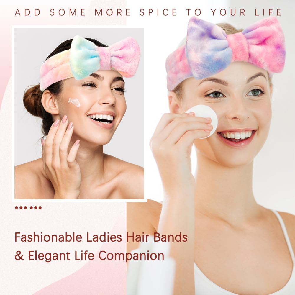 3-Piece Spa Headbands for Girls - Soft Makeup & Skincare Headbands for Washing Face, Easter Basket Stuffers for Teens, Trendy Bow Headband for Teenage Girls - Perfect for Spa Days, Skincare Routines & Easter Gifts