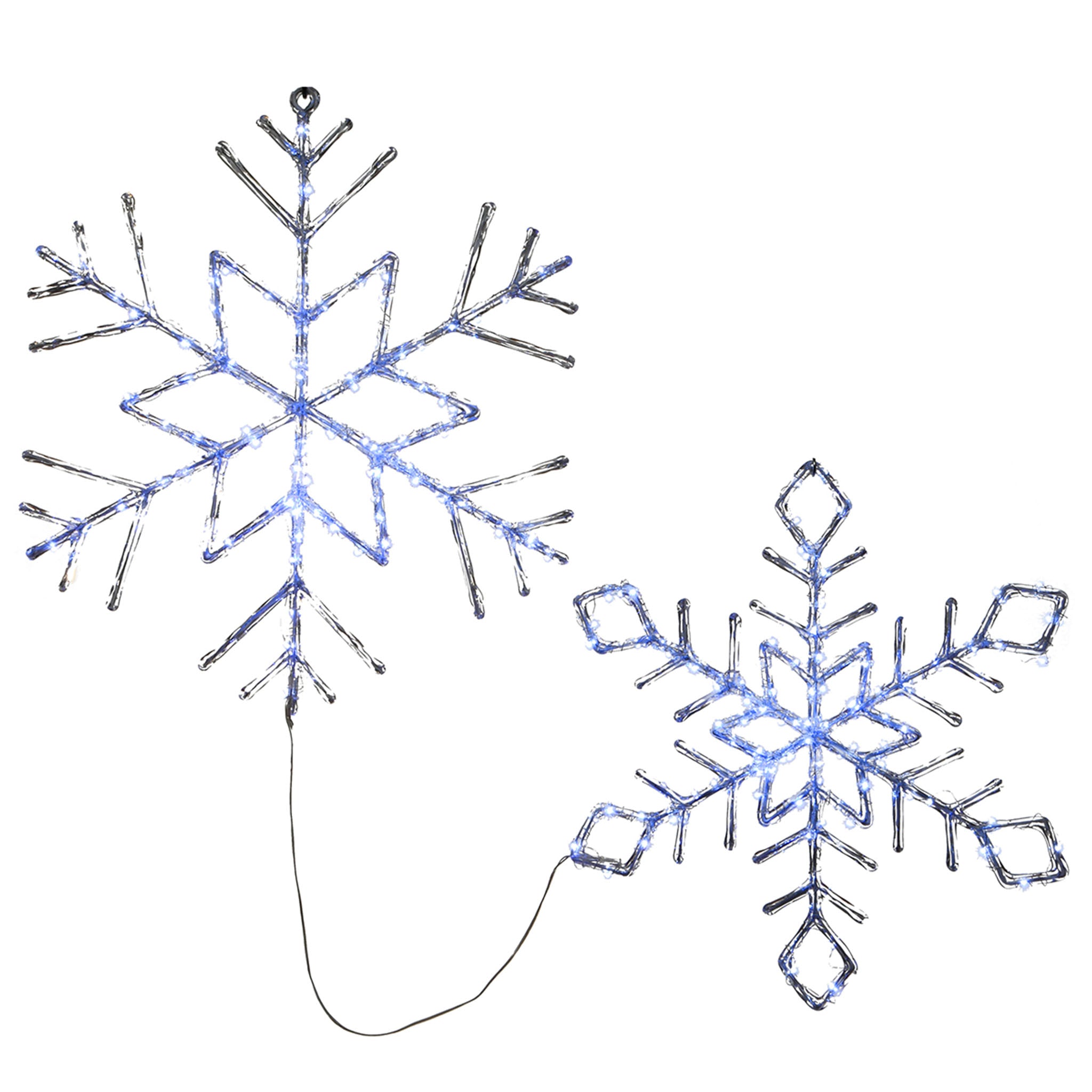 24-inch & 20-inch LED Crystal Snowflake Decorations - Indoor/Outdoor Christmas Holiday Party Decor for Home, Yard, and Events
