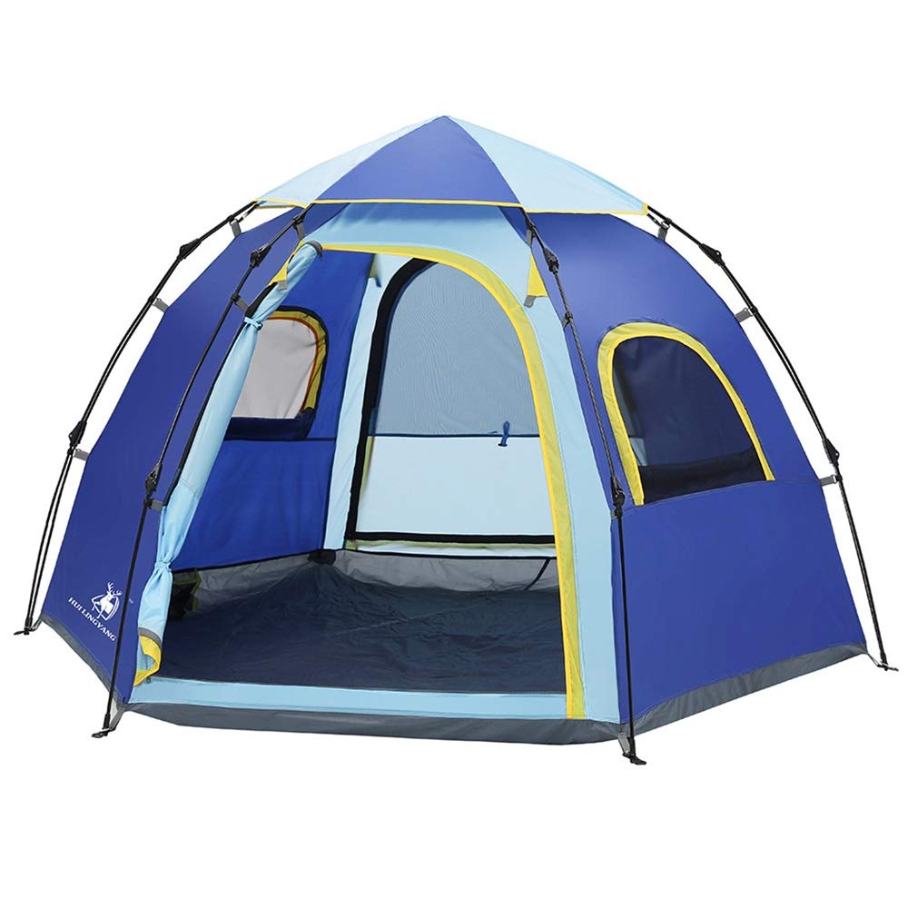 Waterproof Pop-Up Family Camping Tent - Quick Setup Outdoor Shelter for Camping, Hiking & Backpacking (Blue, One Size) - Perfect for Family Trips, Beach Outings & Music Festivals