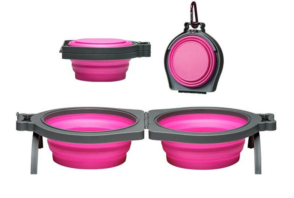 Portable Travel Bowls for Dogs & Cats - Double Diner Pet Food and Water Bowls | Perfect for Camping, Hiking, and Road Trips