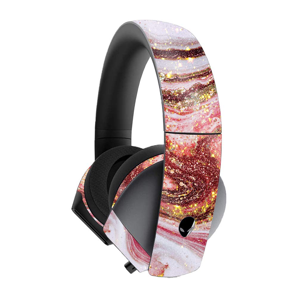 MightySkins Glossy Glitter Skin Cover for Alienware 7.1 Gaming Headset - Dark Rose Gem | Protective Durable Vinyl Decal | Easy to Apply & Remove | Customizable Design | Made in USA | Perfect for Gaming Setups & Personalization