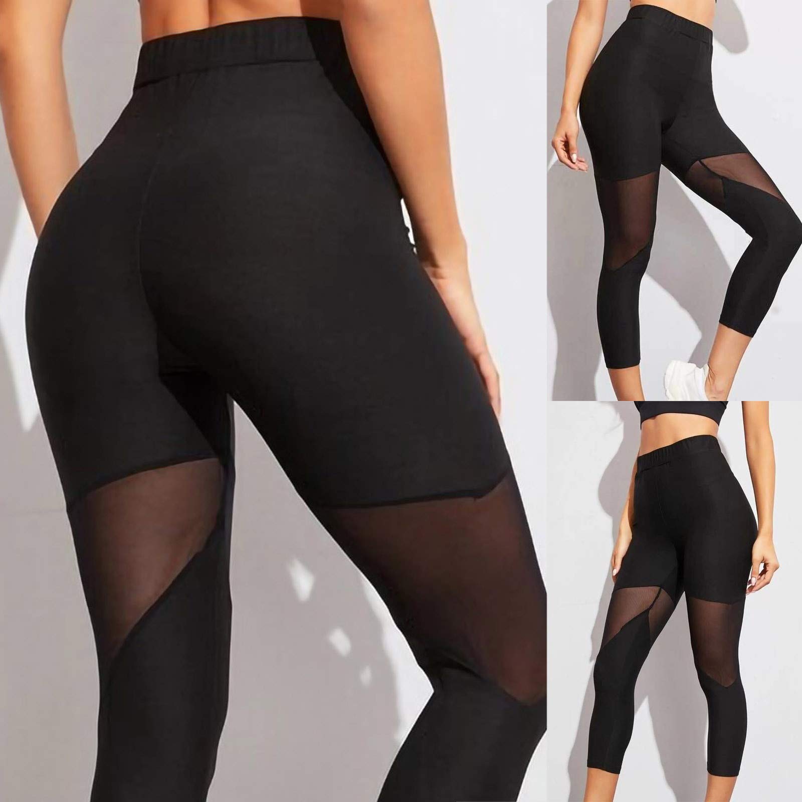 Boho Leggings for Women - High Waist Mesh Yoga Pants with Stretch, Stitched Running Capris - Perfect for Yoga, Running, Gym & Casual Wear