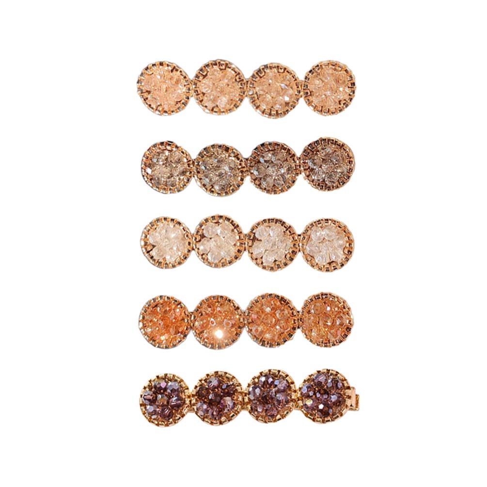 Minkissy 5Pcs Crystal Hair Clips - Glitter Sparkly Round Bobby Pins for Women, Elegant Hair Accessories for Wedding, Party & Everyday Use