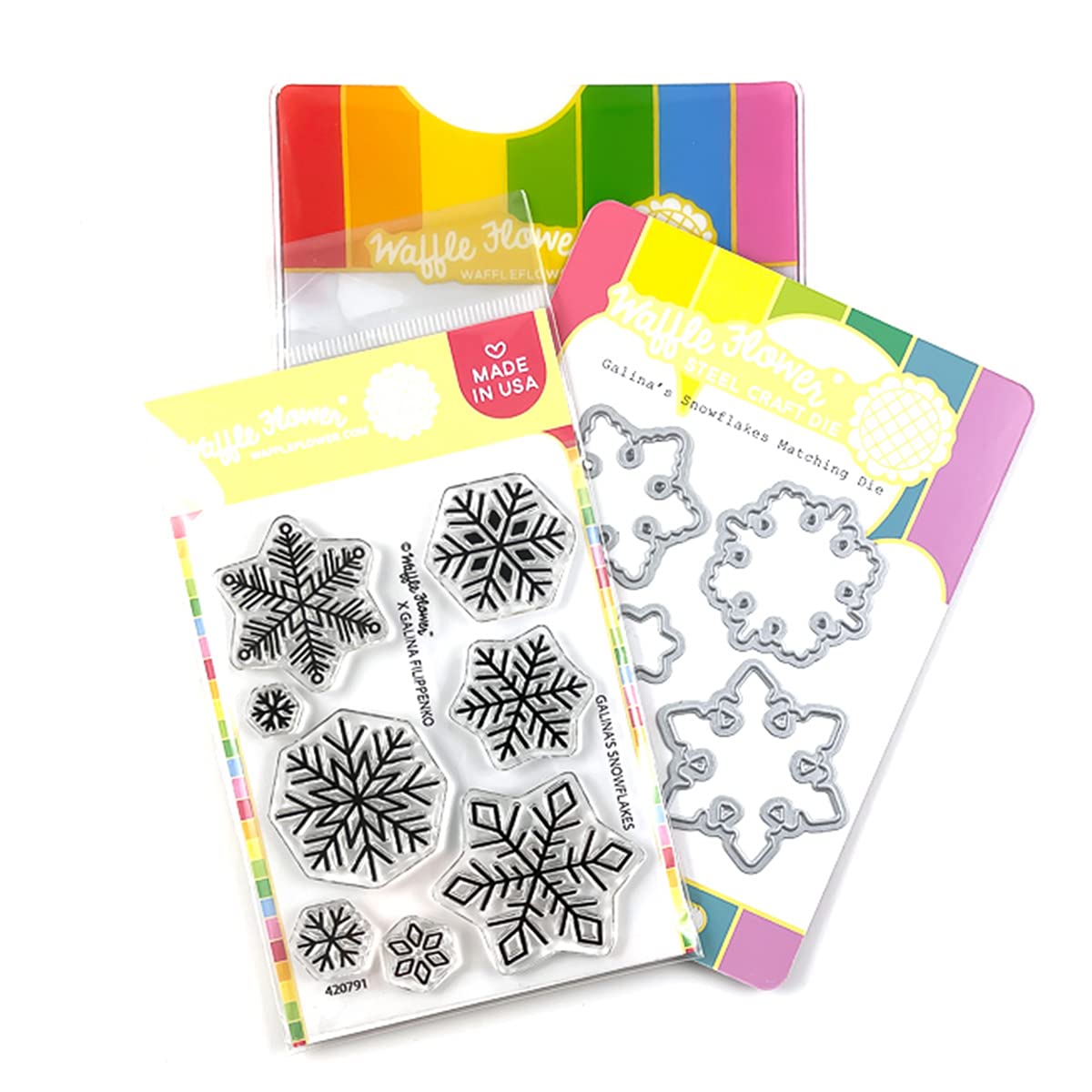 Waffle Flower Galina's Snowflakes Combo - Handmade Floral Embroidery Kit for DIY Crafting, Home Decor & Gift Giving