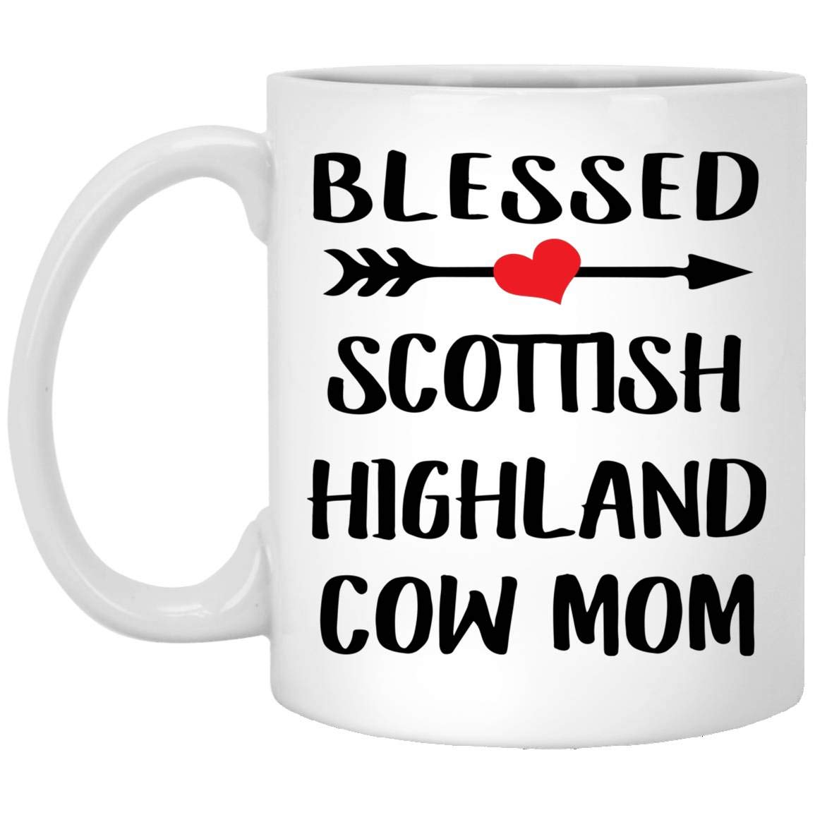 Blessed Scottish Highland Cow Mom Funny Coffee Mug - 11 Oz White Ceramic Cup - Cute Gift for Women, Christmas 2024 - Perfect for Tea, Coffee & Office Use