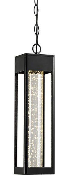 1 Light LED Integrated Black Outdoor Ceiling Light Fixture - 11W 3-Color Temperature (3000K/4000K/5000K) Adjustable - Bubble Glass Shade - Weatherproof Hanging Pendant Light for Patio, Porch, Garden & Backyard