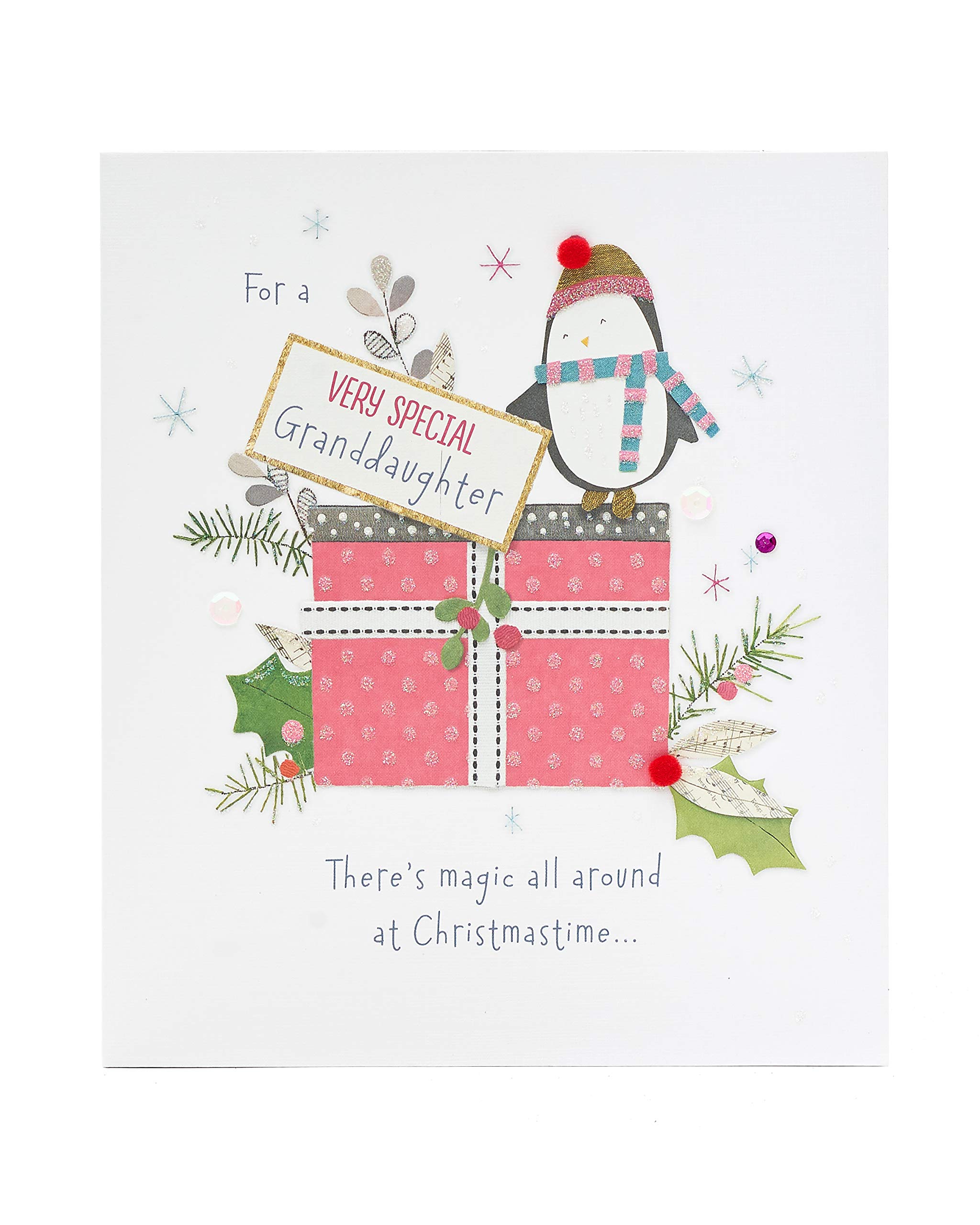 Penguin Christmas Card for Granddaughter - Heartfelt Holiday Greeting Card with Cute Penguins - Perfect Christmas Gift for Granddaughters - Use for Holiday Wishes, Family Keepsakes & Special Memories