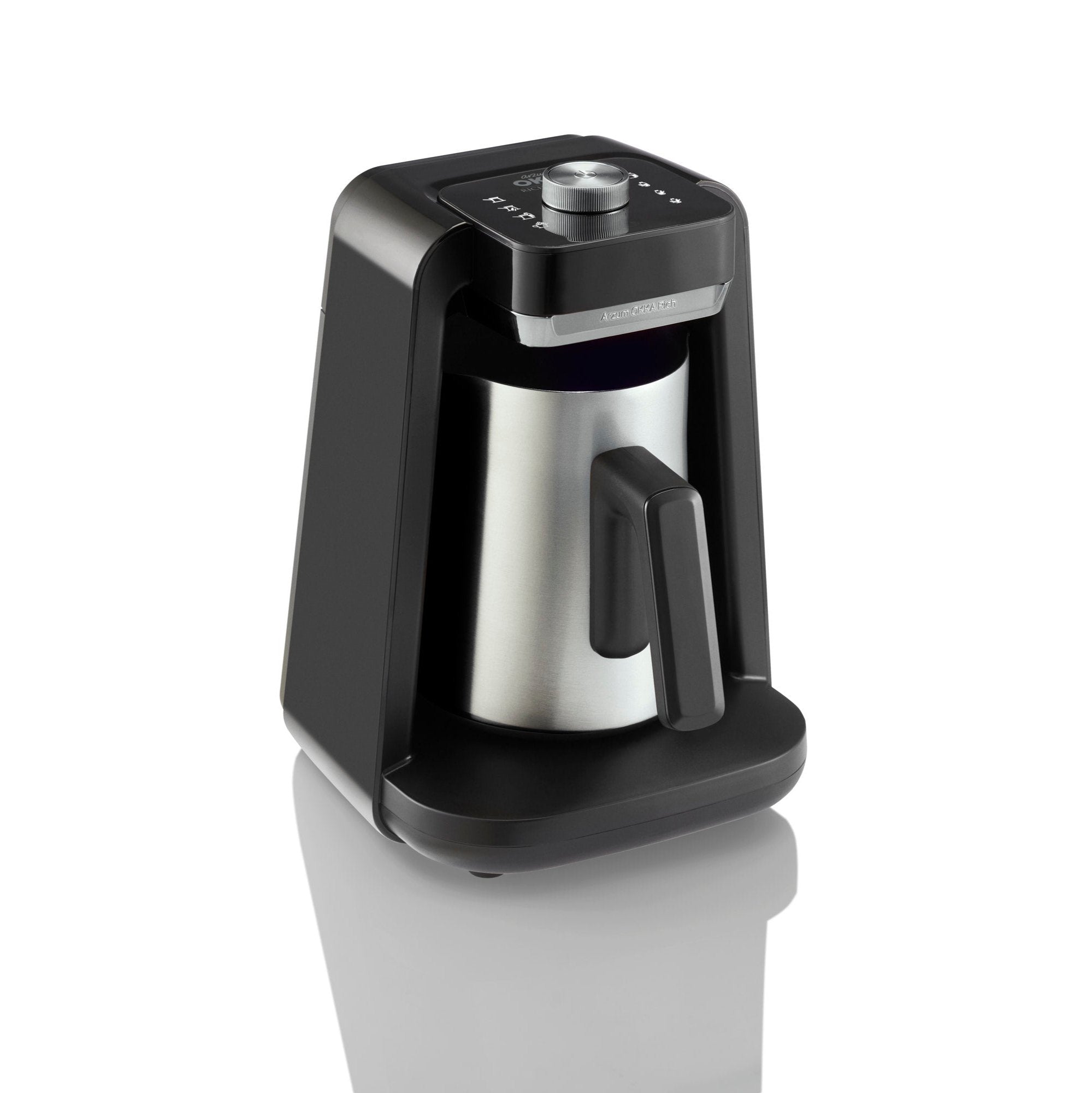 Arzum Okka Rich Spin Pro Turkish Coffee Maker - 120V Electric Milk Frother & Velvetiser for Hot Beverages - 5 Cup Stainless Steel Pot - Perfect for Home, Office & Cafe Use