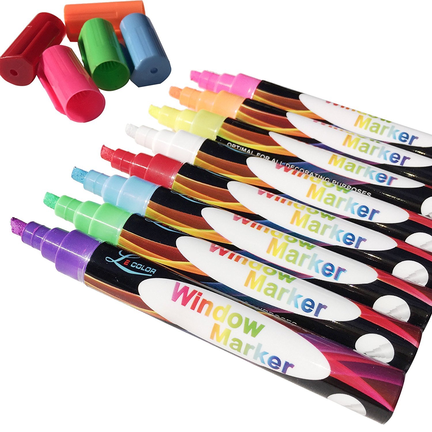 Premium Liquid Chalk Markers - 8 Pack with Reversible Tips - Non-Toxic & Child Safe - Perfect for Chalkboards, Whiteboards, Glass, Windows, Bistro Menus & Labels - Ideal for Teachers, Restaurants, Retail Signs & DIY Home Decor