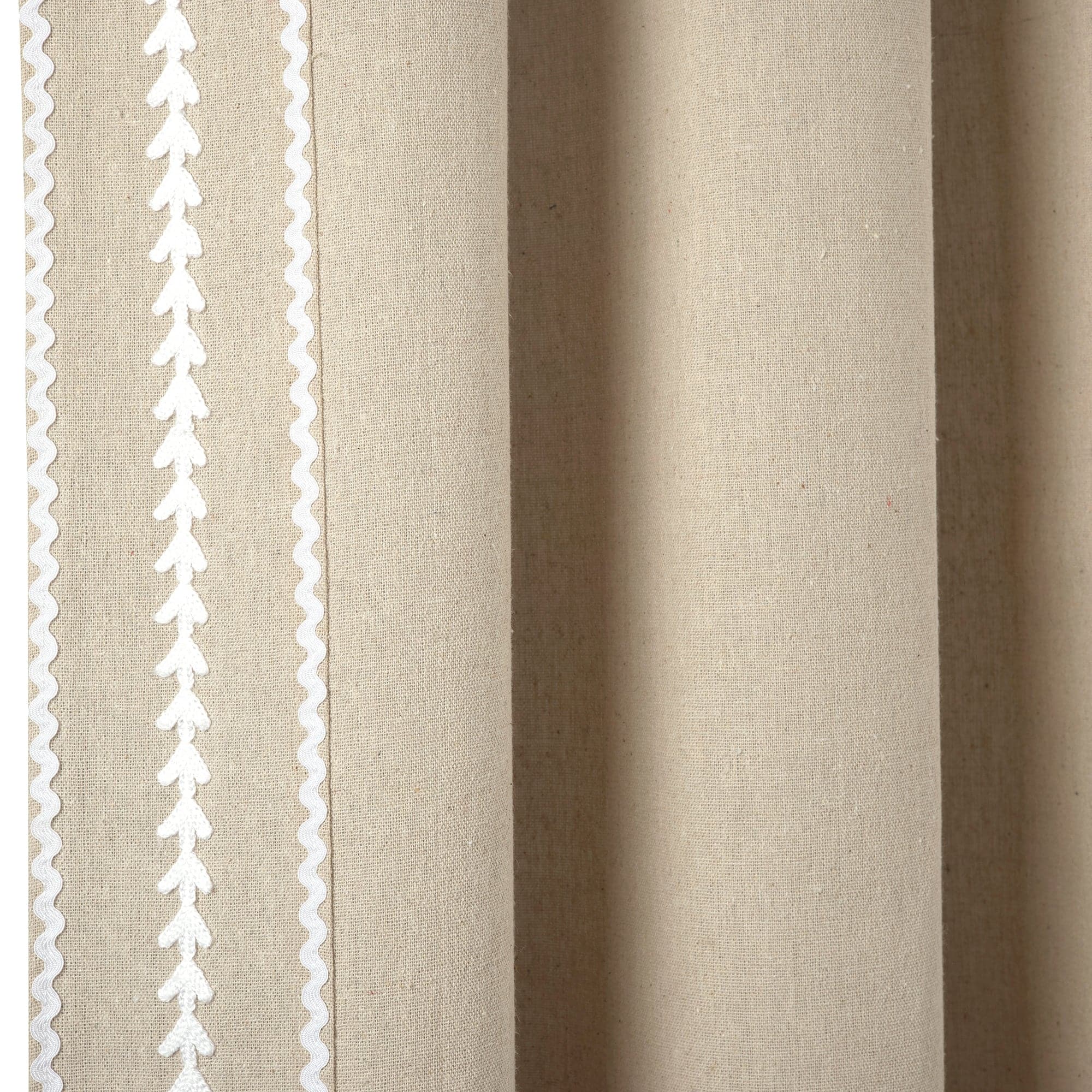 Olivia Ric Rac Embroidery Border Window Curtain Panel - Elegant Lace Trimmed Drapes for Living Room, Bedroom & Kitchen Decor