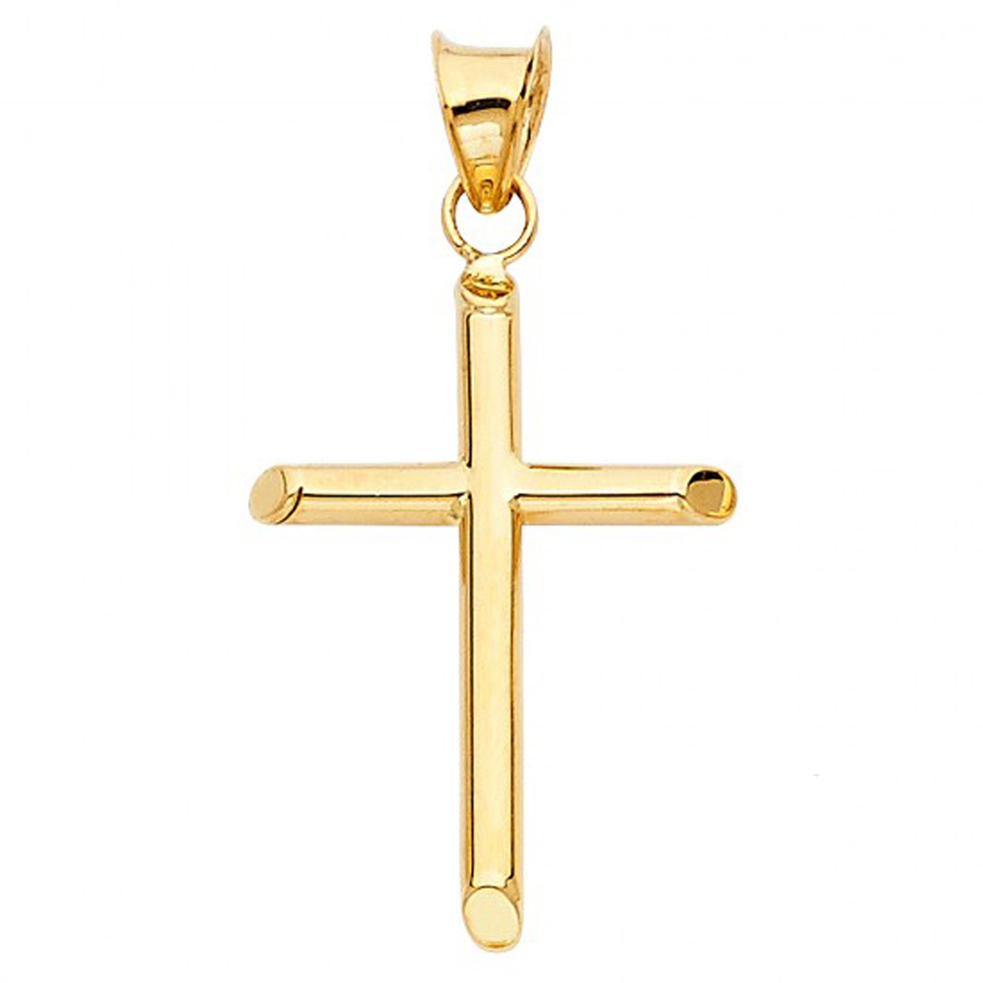 14K Yellow Gold Box Chain Cross Pendant Necklace for Men & Women - Real Gold Religious Jewelry - Perfect Gift for Baptism, Confirmation, Christmas & Everyday Wear
