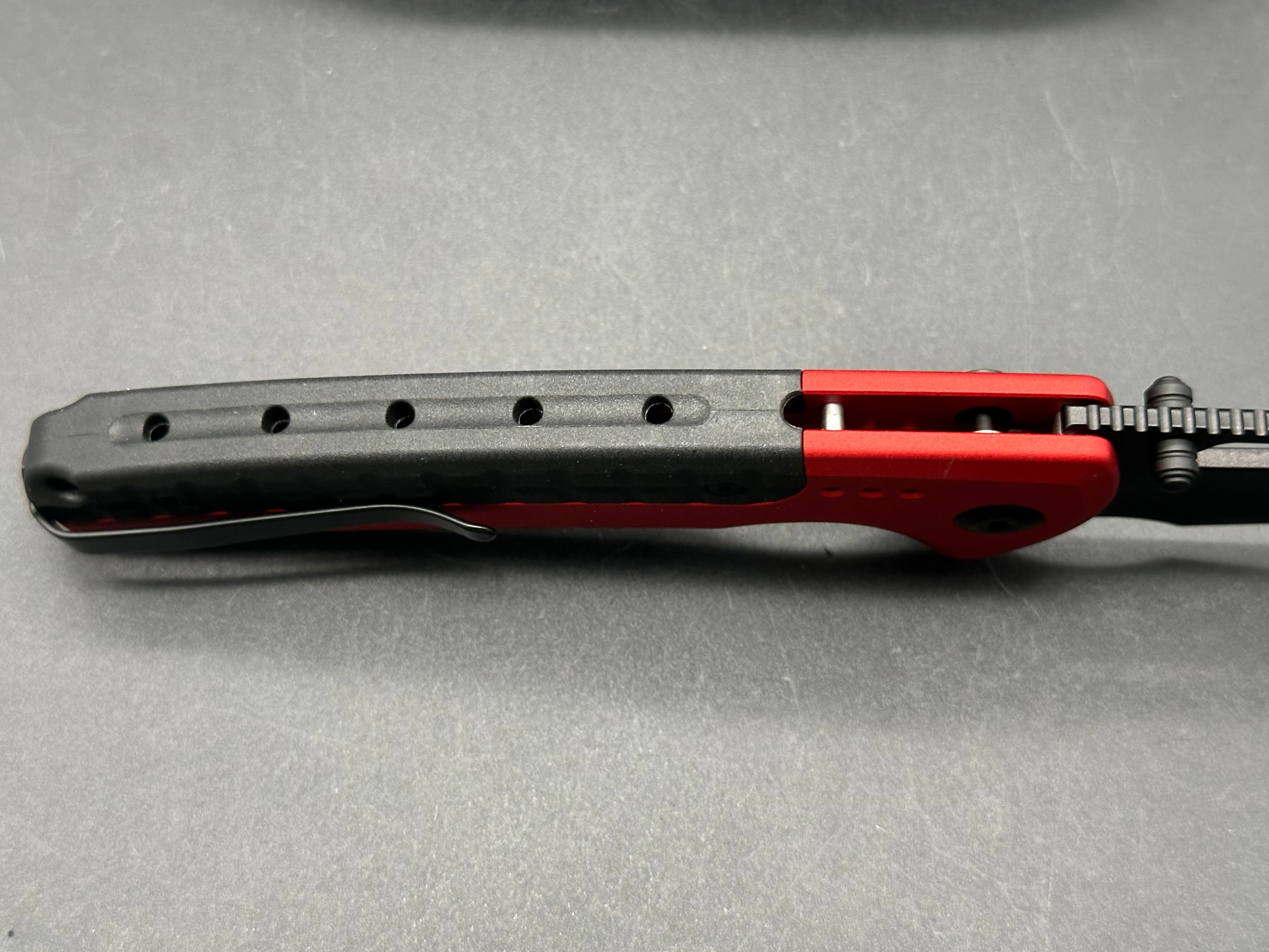 CIVIVI SENTINEL STRIKE Button Lock Folding Knife - Red Aluminum Handle, K110 Black Blade - EDC Pocket Knife for Outdoor, Camping & Everyday Carry
