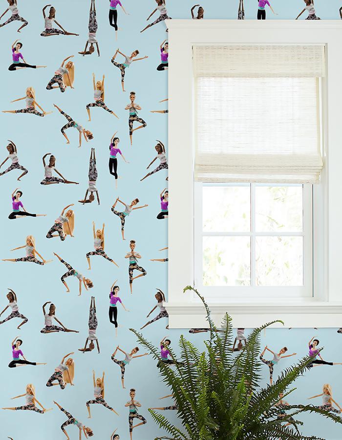 Barbie™ Made to Move™ Wallpaper - Sky Blue Design for Kids' Room Decor & Nursery Wall Art