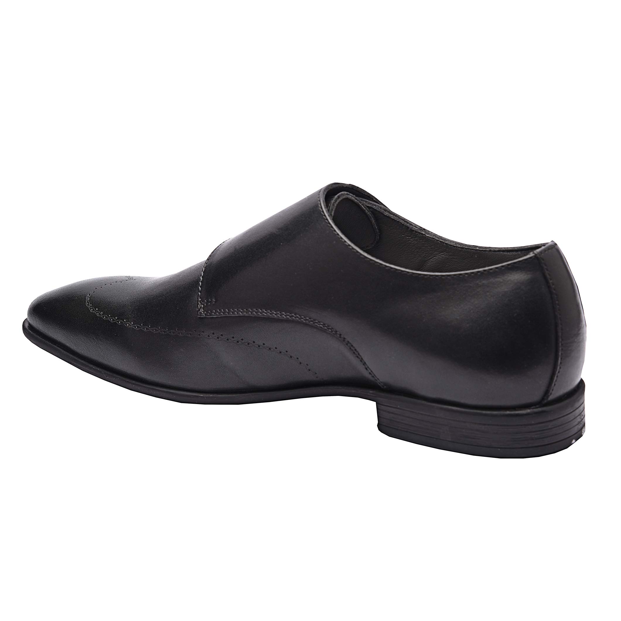 Melvin Men's Luxury Genuine Leather Wingtip Monk Strap Dress Shoes - Handcrafted Formal Business Shoes with Lightweight TPR Sole - Perfect for Weddings, Office & Special Occasions
