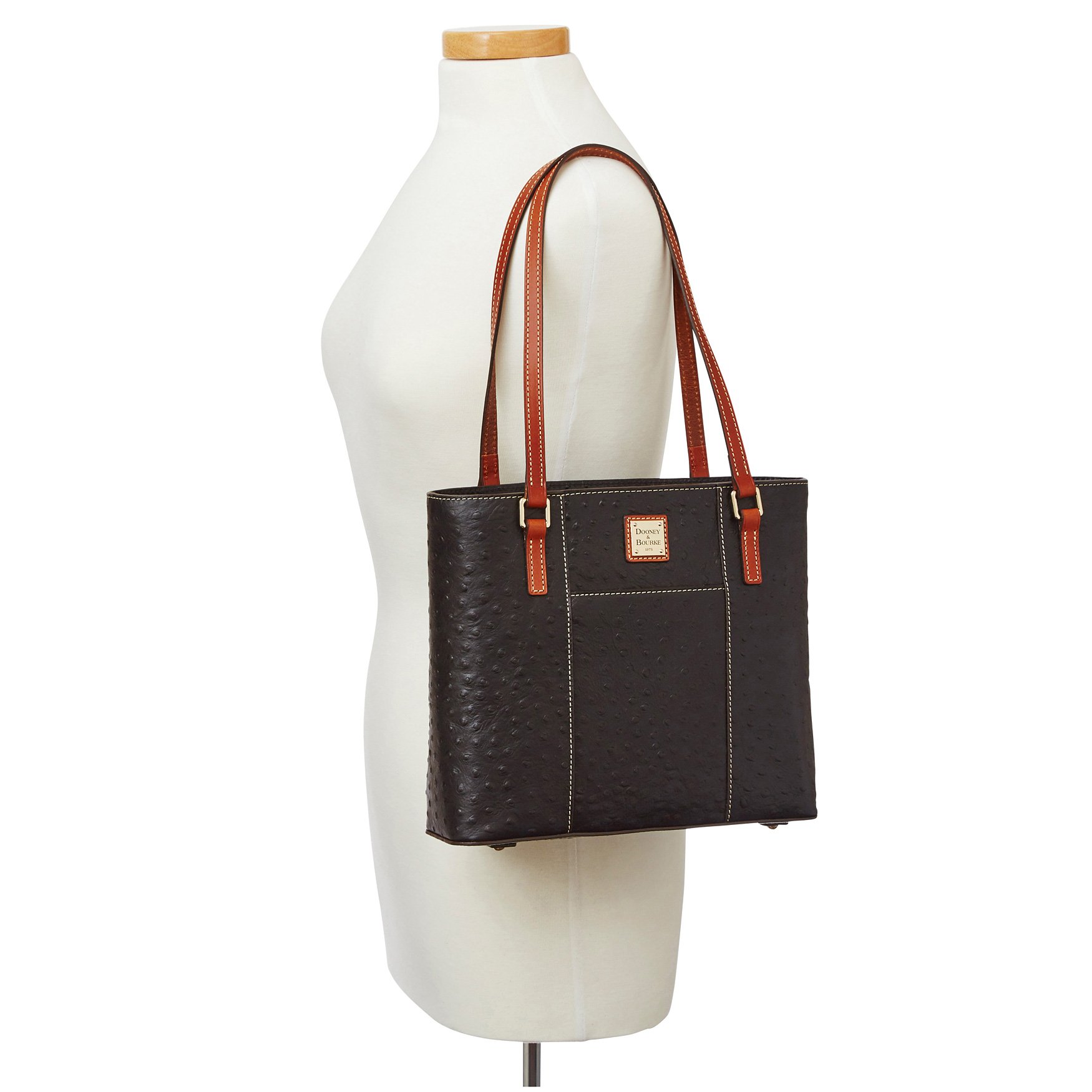 Dooney & Bourke Small Lexington Ostrich Leather Tote Bag for Women - Black Handbag for Work, Travel & Everyday Use