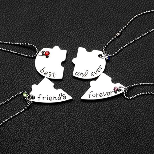 Best Friend Necklaces for 4 - Matching Heart BFF Jewelry Set for Women & Girls | Perfect Birthday, Christmas Friendship Gifts | Wear to Parties, Travel or Daily Life