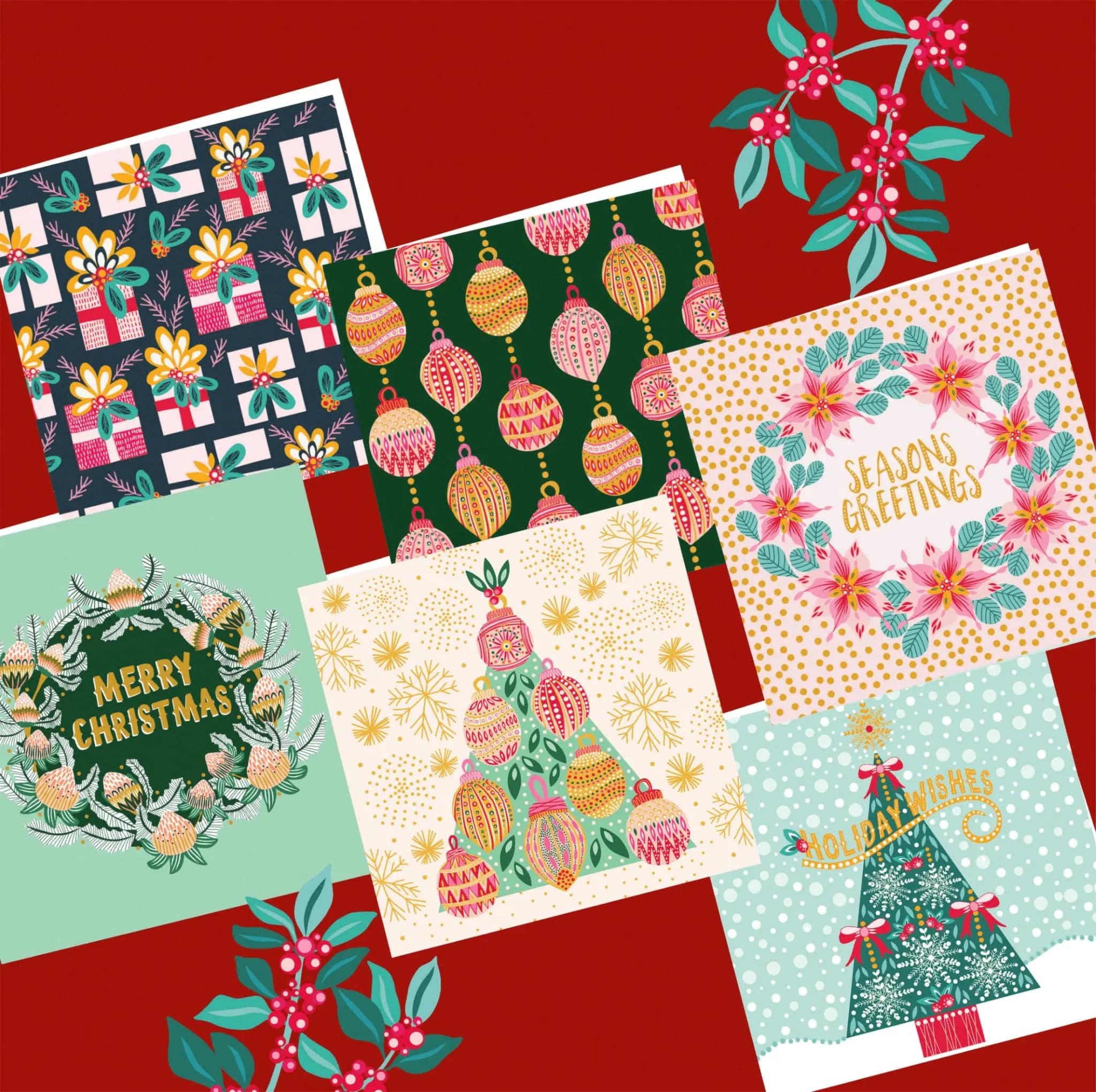 Christmas Cards Set - 50 Unique Holiday Greeting Cards for Family & Friends - Perfect for Xmas Gifts, Decorations & Party Invitations