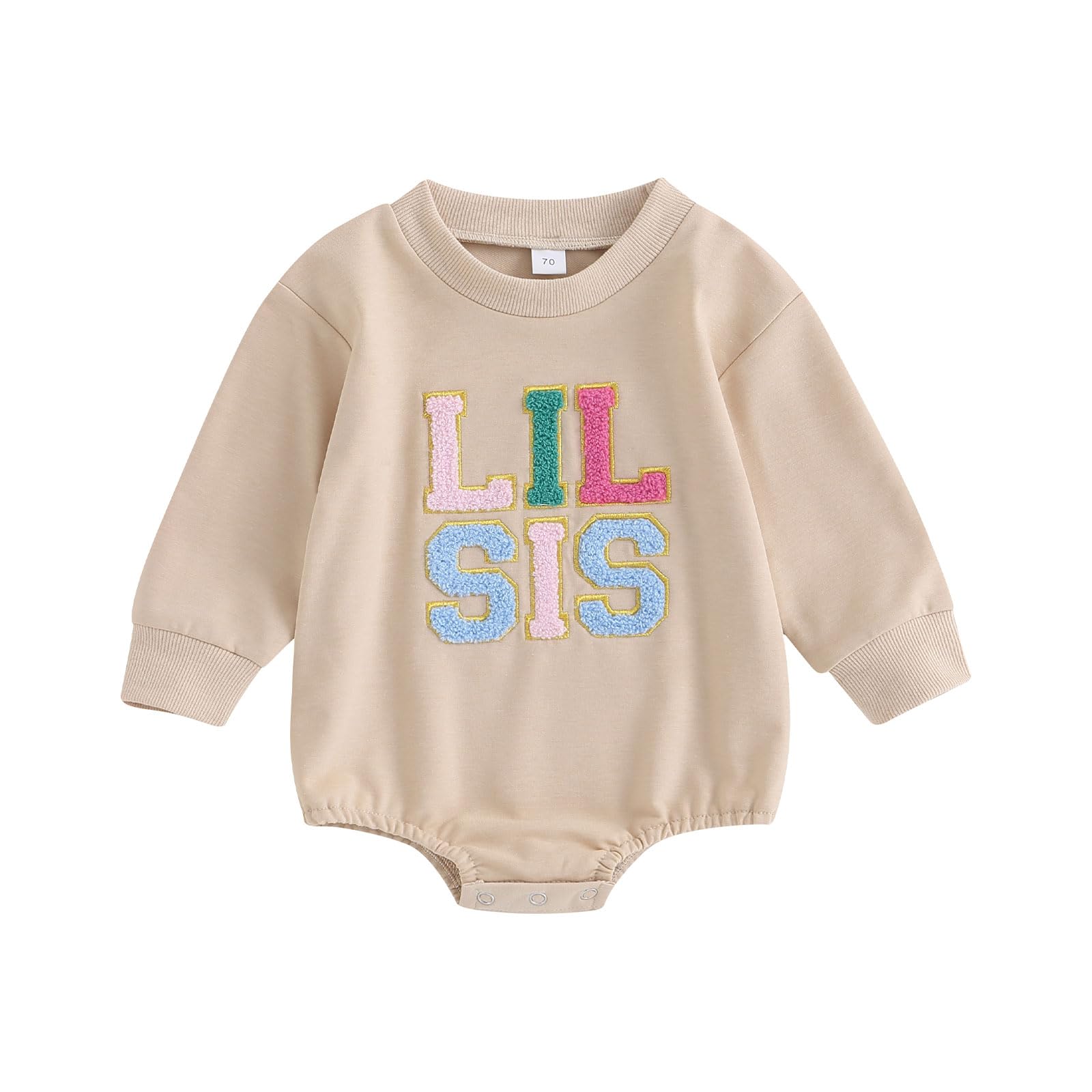 Baby Girl Fall Outfit - Cute Letter Embroidery Sweatshirt Romper Jumpsuit for Newborns & Toddlers | Big Sis Lil Sis Matching Winter Clothes for Family Photos & Holiday Outfits