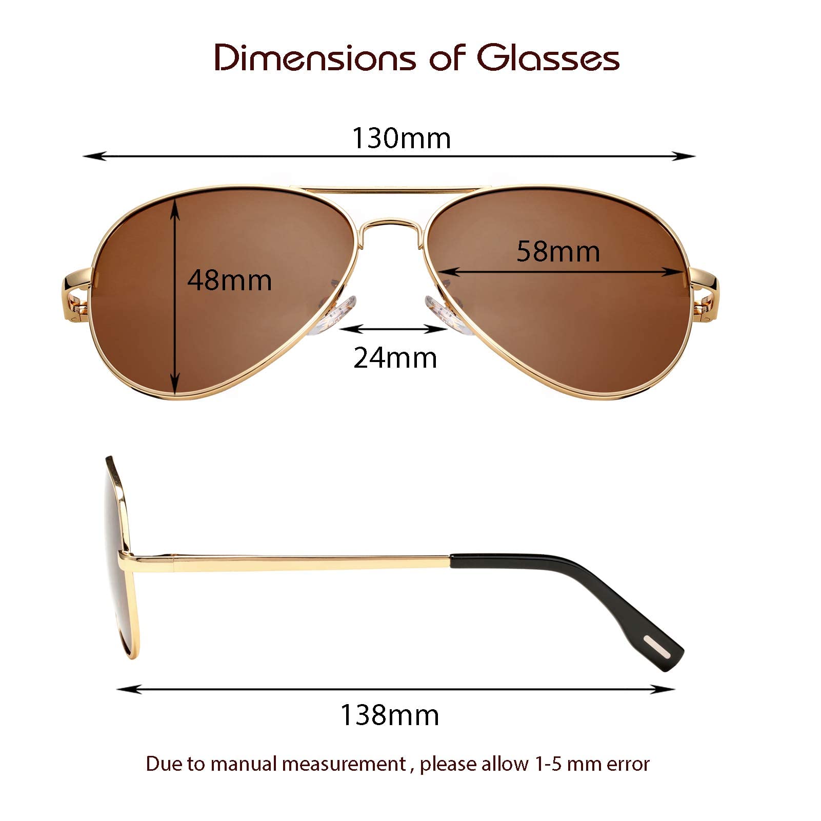 Polarized Aviator Sunglasses for Men & Women - 100% UV Protection Classic Pilot Shades with Spring Hinge - Perfect for Driving, Outdoor Sports & Fashion Accessories
