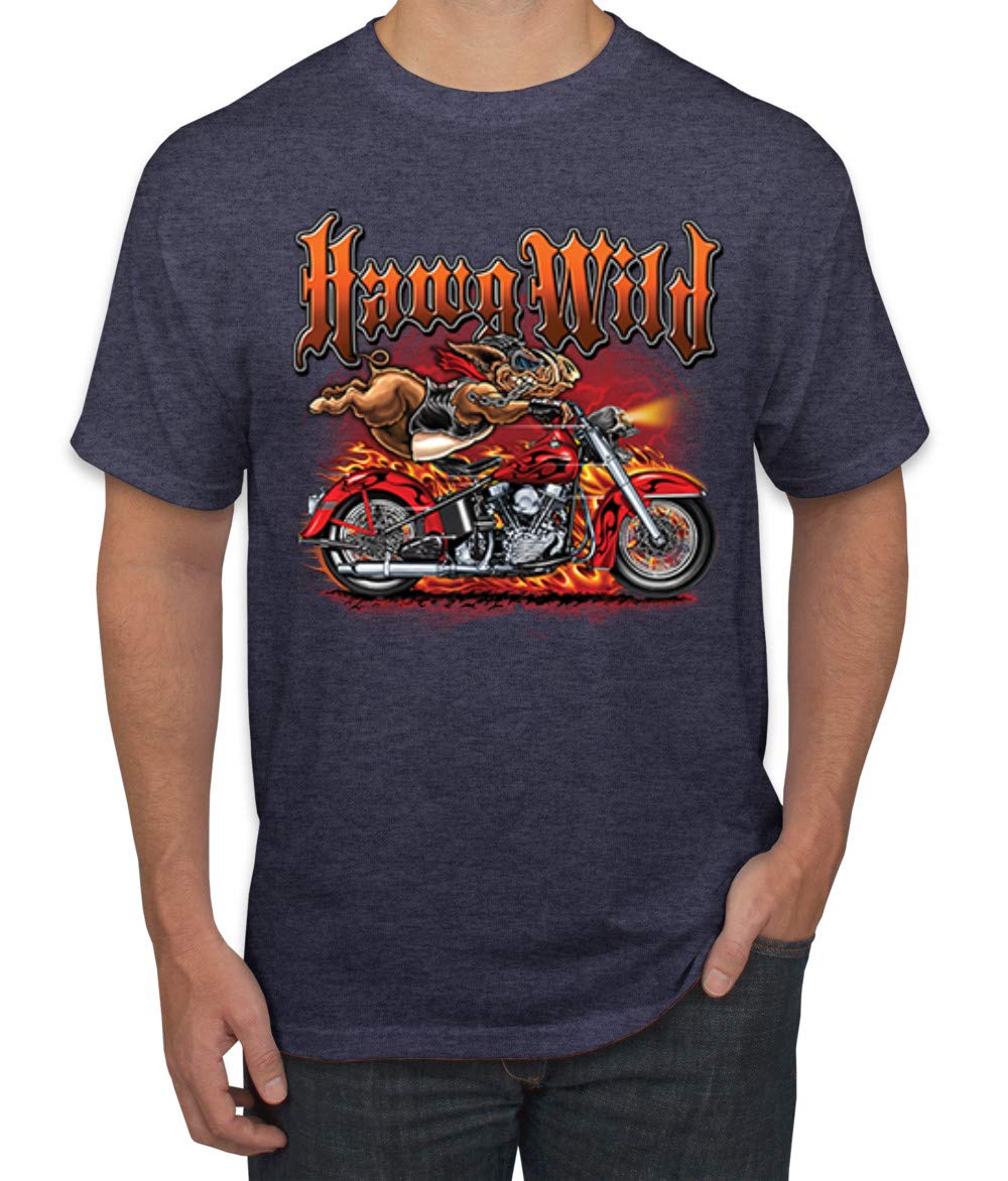 Wild Hawg Motorcycle Flaming Cars & Trucks Graphic T-Shirt for Men - Casual Biker Style Tee for Riding, Car Shows & Everyday Wear