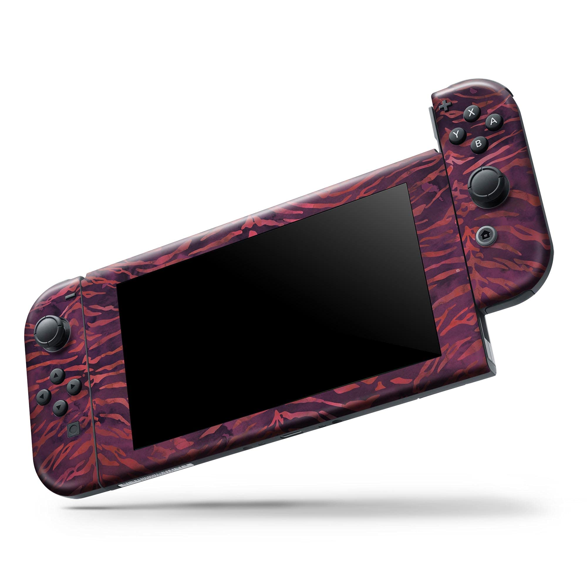 Nintendo Switch & Joy-Con Protective Vinyl Skin Decal Cover - Scratch-Resistant, Removable Wine Watercolor Tiger Design - Perfect for Gaming Protection & Customization