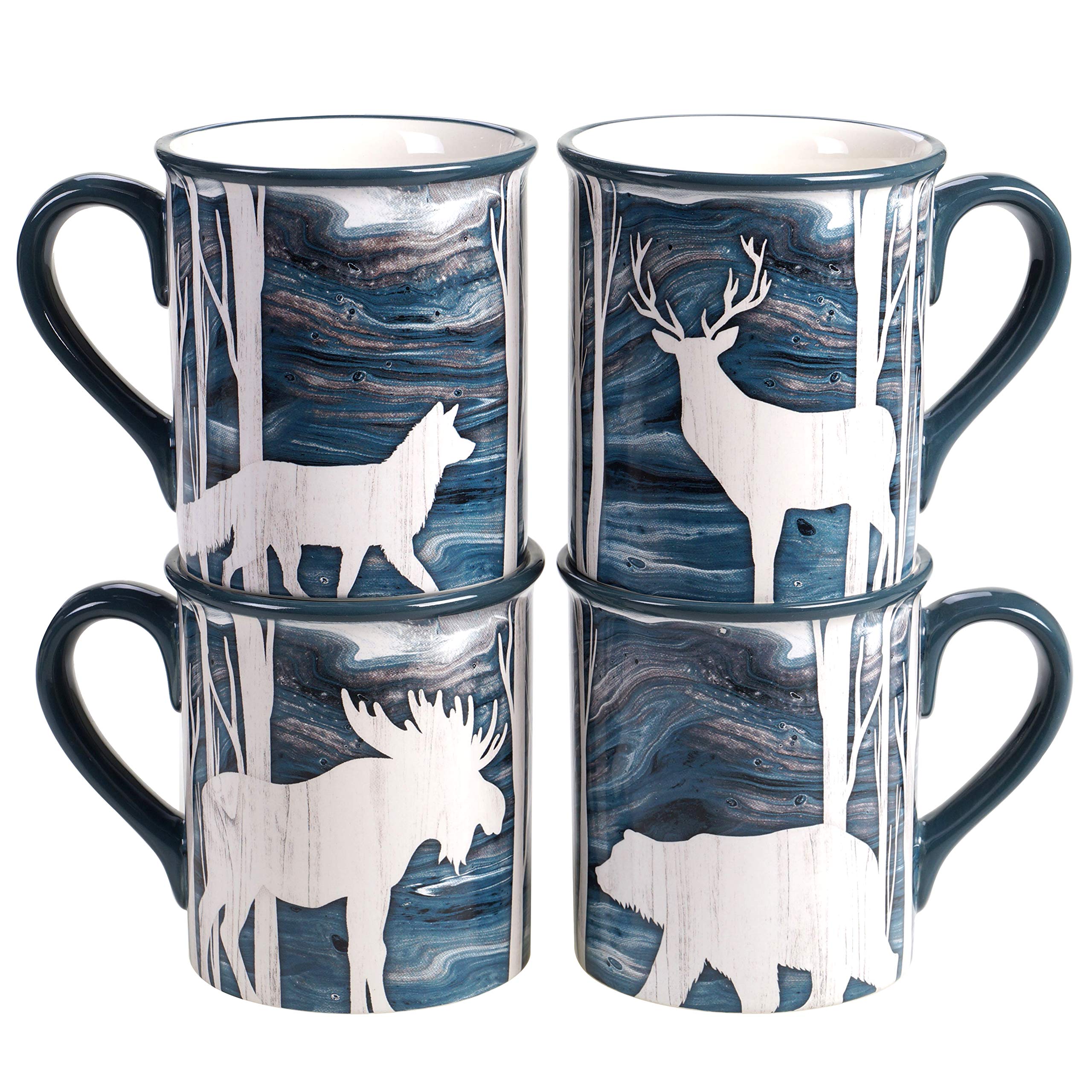 Certified International Fluidity Lodge 16-Piece Dinnerware Set for 4 - Elegant Stoneware Plates, Bowls & Mugs - Perfect for Family Dinners, Holiday Entertaining & Everyday Use