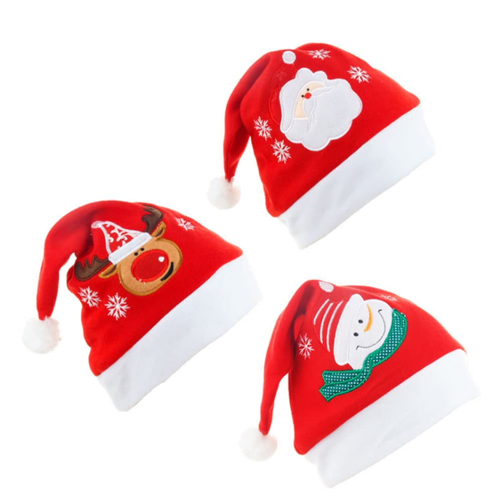 3 Pack Plush Santa Hats - 11.6