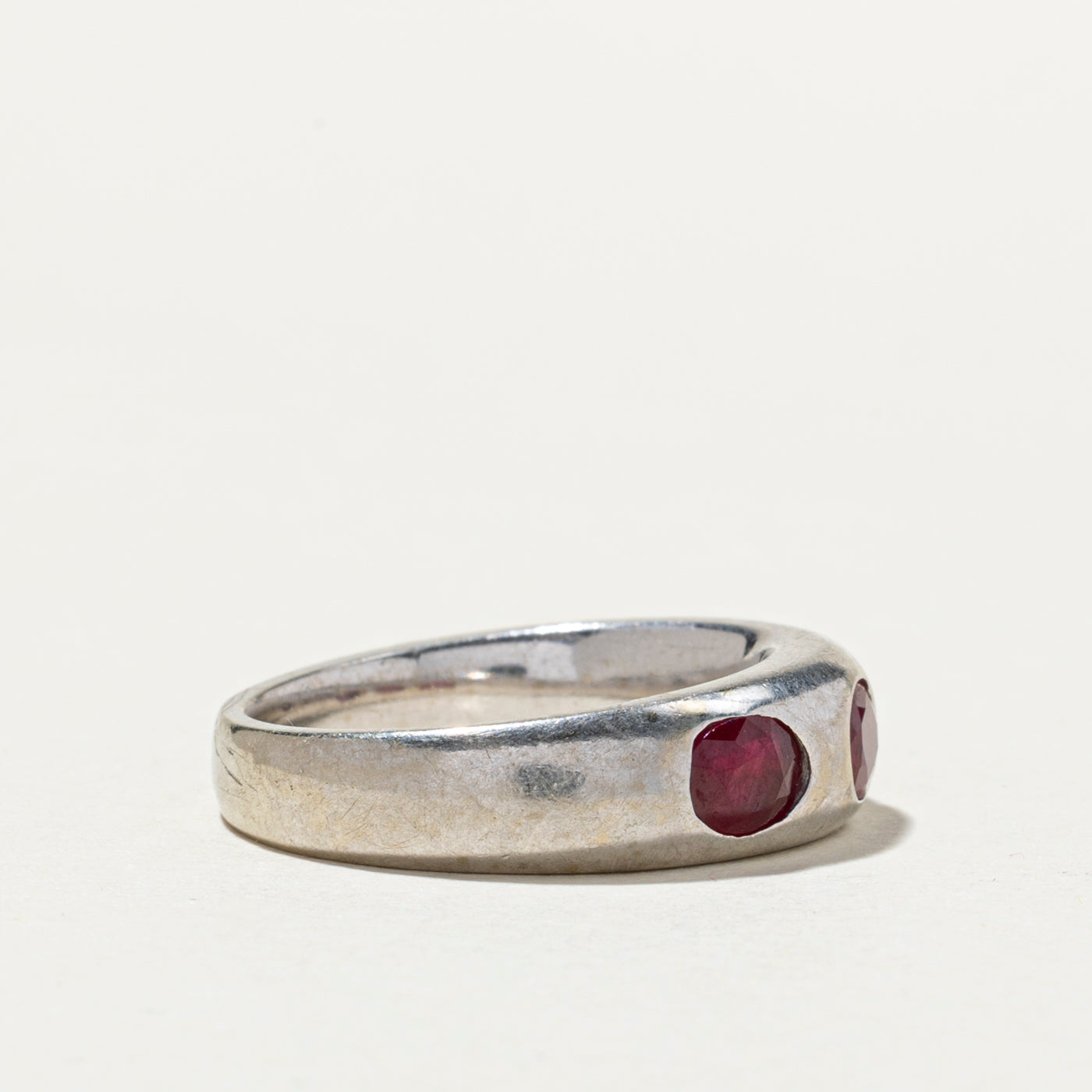 1.63ctw Three Stone Flush Set Ruby Ring for Women - Size 6.5 | Elegant Wedding Band, Anniversary Gift & Everyday Jewelry