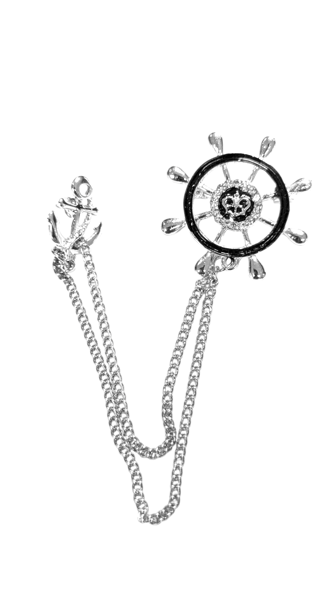 Dupsie's Nyumbani Amani Silver and Black Lapel Pin Brooch - Elegant Accessory for Suits, Blazers, and Formal Occasions