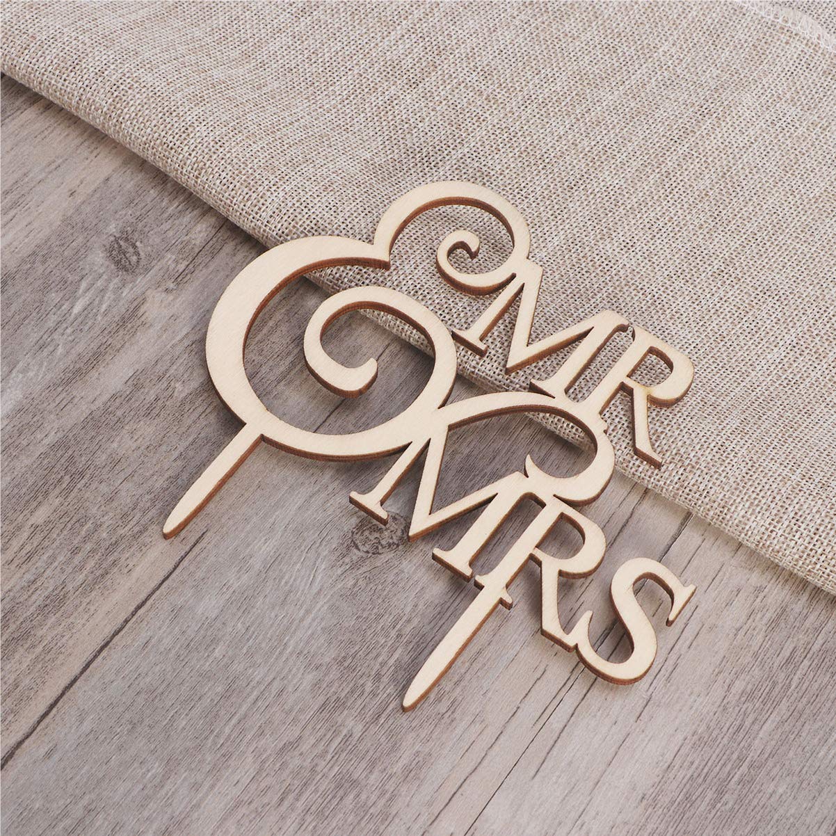 Handmade Rustic Wooden Cake Topper - Wedding Love Cake Decoration, Mrs Cake Sign for Bridal Shower, Birthday Party & Anniversary | Perfect for Rustic Weddings, Country Themed Celebrations & Romantic Cake Decorations