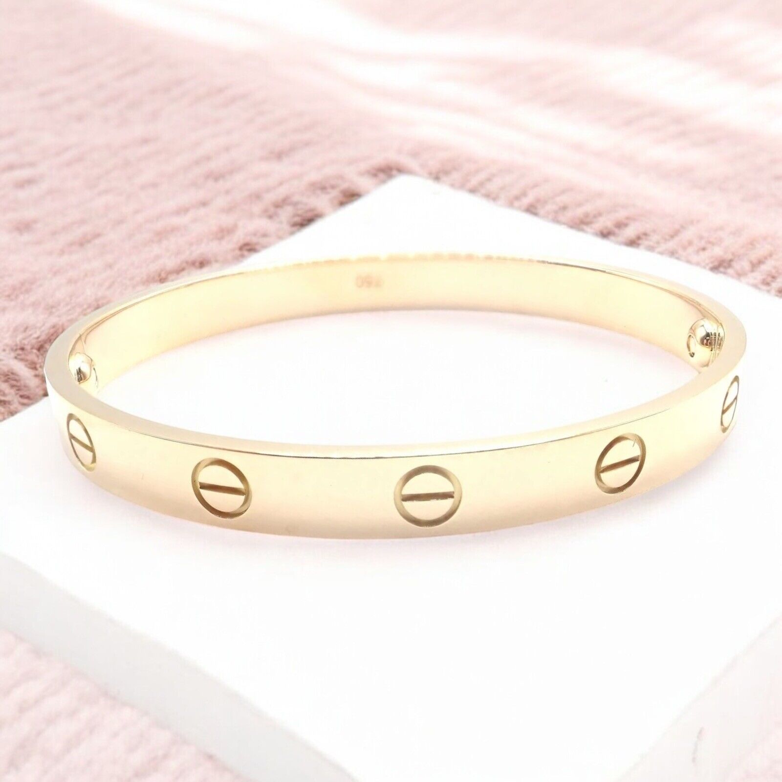 Authentic Cartier 18K Yellow Gold Love Bangle Bracelet - Size 19 - Luxury Jewelry Gift for Women - Perfect for Anniversaries, Weddings & Special Occasions