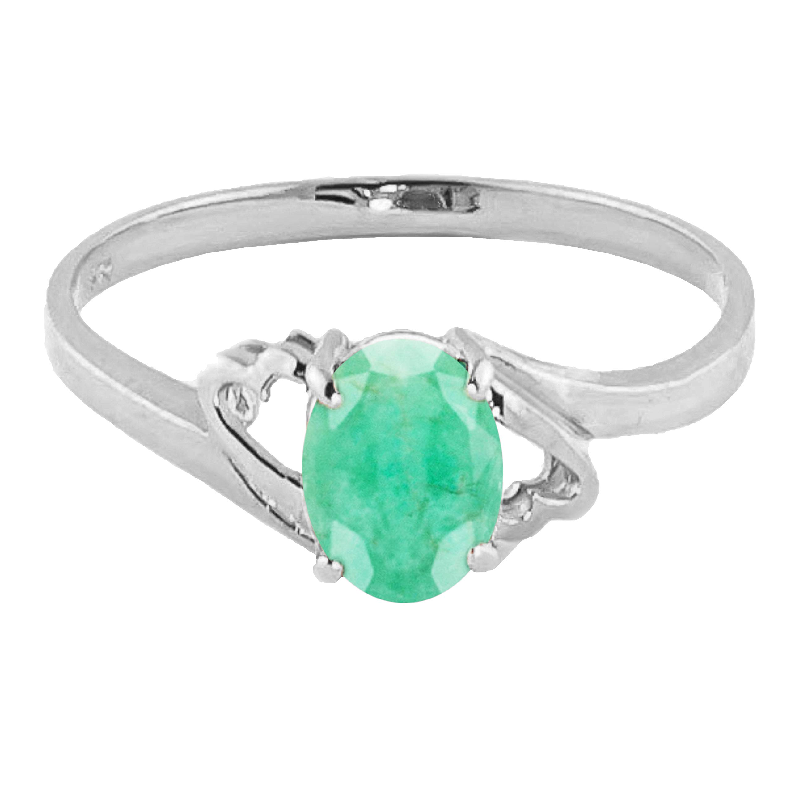 14K White Gold Natural Emerald Ring for Women - Elegant Galaxy Gold GG Jewelry - Perfect for Engagement, Wedding & Anniversary Gifts