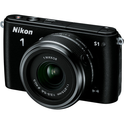 Nikon 1 S1 Mirrorless Digital Camera with 11-27.5mm Lens (Black) - Compact & Lightweight for Travel, Vlogging & Everyday Photography