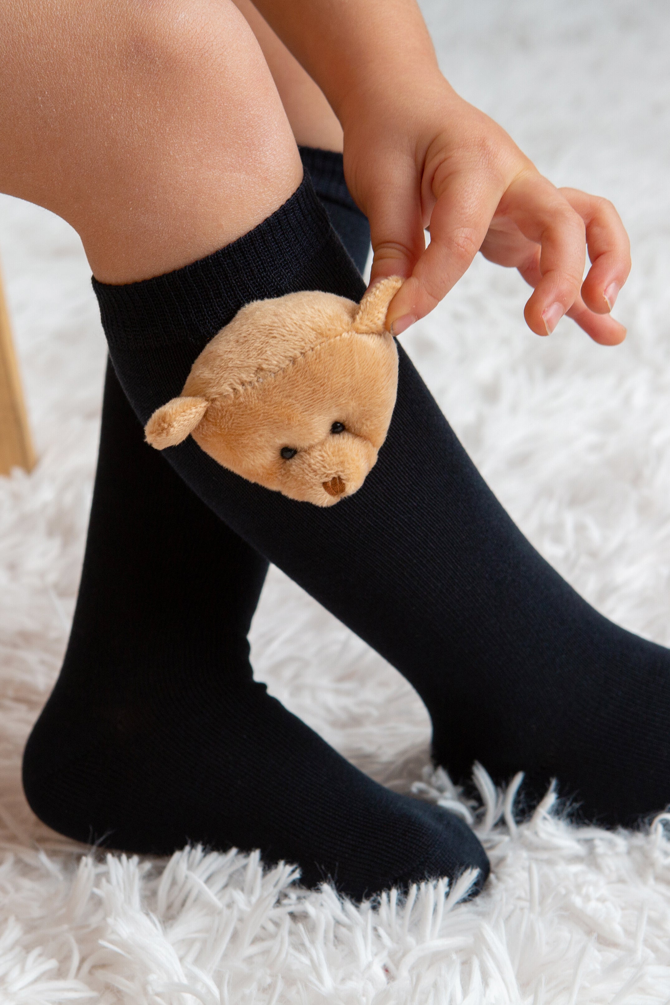 3D Teddy Bear Knee High Socks for Women - Soft Warm Winter Socks with Cute Teddy Design - Perfect for Christmas Gifts, Cosplay, and Cold Weather Outfits