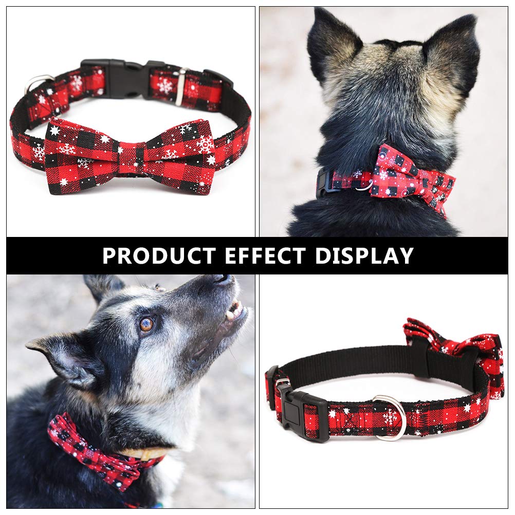 2-Piece Christmas Pet Set - Festive Dog Collar with Bow & Matching Walking Leash - Puppy Xmas Accessories for Small & Medium Dogs - Perfect for Holiday Walks & Christmas Photos