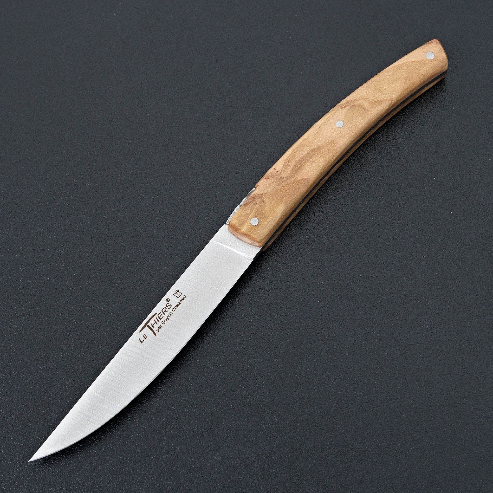 Premium Le Thiers Pirou 6-Piece Olive Wood Table Knife Set - Elegant Cutlery for Dining, Entertaining & Gift Giving