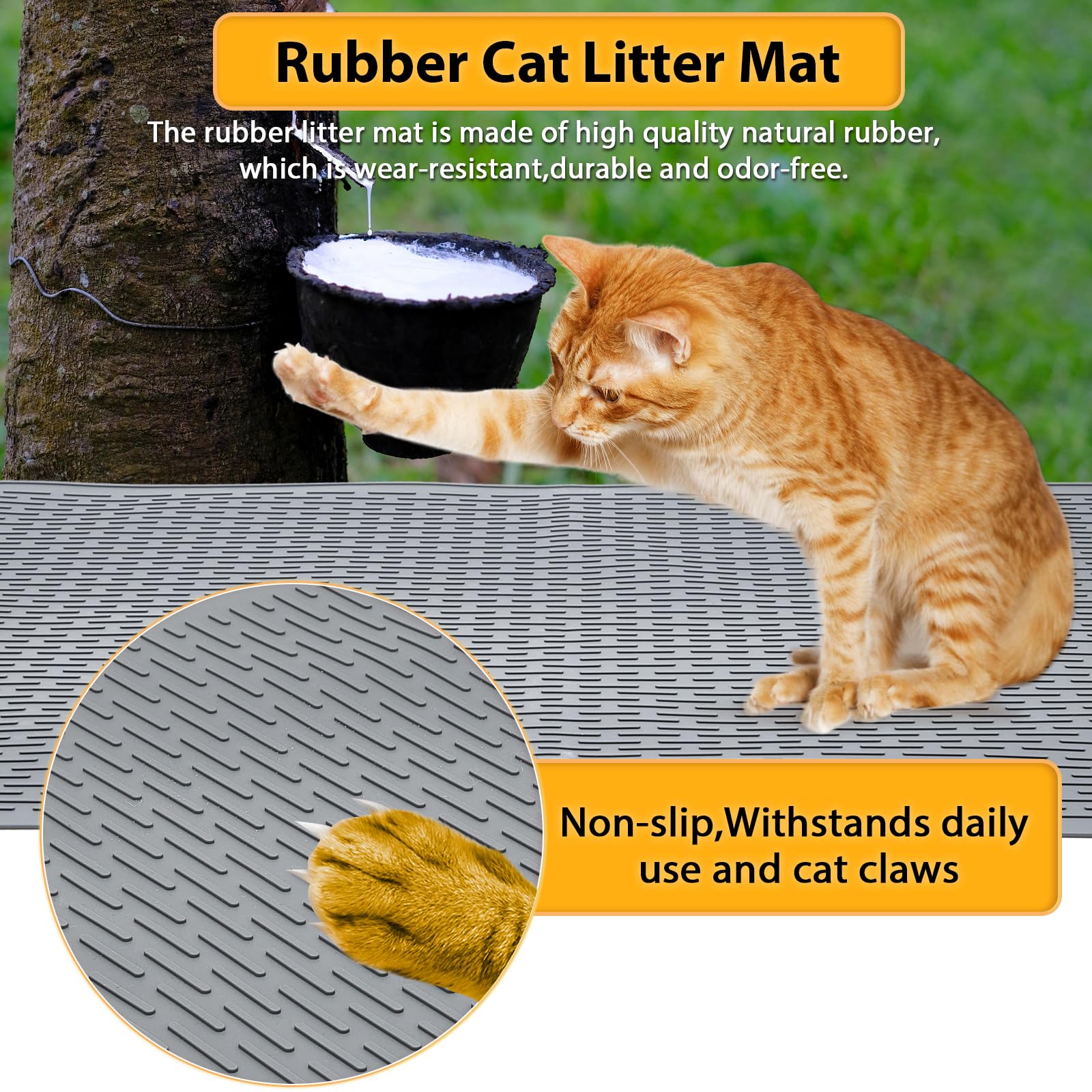 **Waterproof Cat Litter Mat - 39x27in Large Washable Rubber Litter Box Mat for Indoor Floors | Traps Litter & Easy to Clean | Soft & Durable for Kittens & Cats | Perfect for Homes & Apartments**