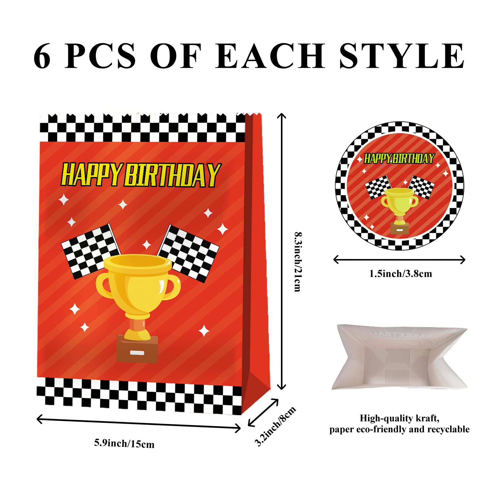24 Pcs Race Car Party Supplies - Boys Race Car Gift Bags, Cars Theme Birthday Decorations, Racing Party Favors for Kids, Perfect for Race Car Birthday Parties and School Events