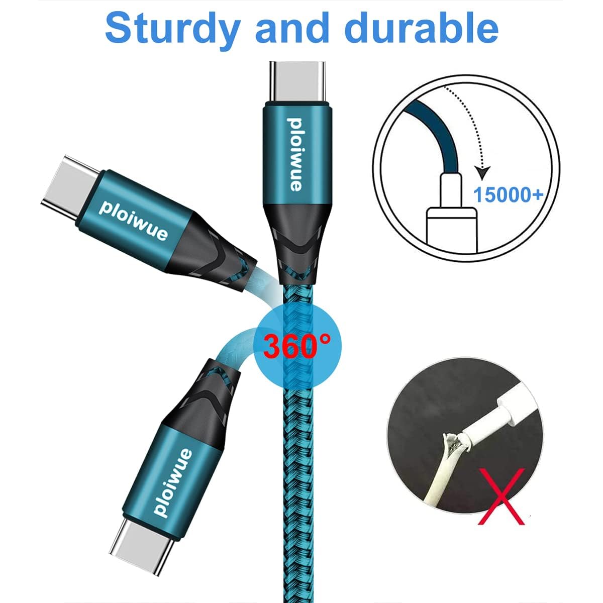 4-Pack USB C Charger Cable Set (1M+1M+2M+2M) - 3A Fast Charging Nylon Braided Type C Cable for iPhone 15/14/13/12 Series, Samsung Galaxy S24/S23/S22, Google Pixel, Huawei P40/P30 - Perfect for Home, Office & Travel Charging