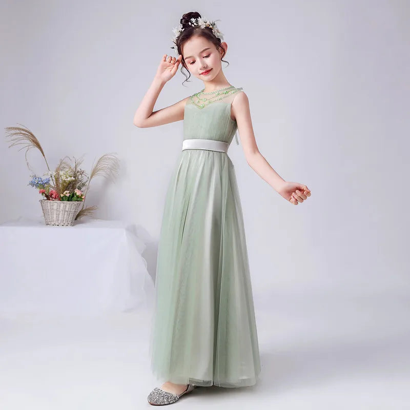 Elegant Beaded Tulle Flower Girl Dress for Wedding, Birthday Party & Pageant - Perfect for Special Occasions & Princess-Themed Events