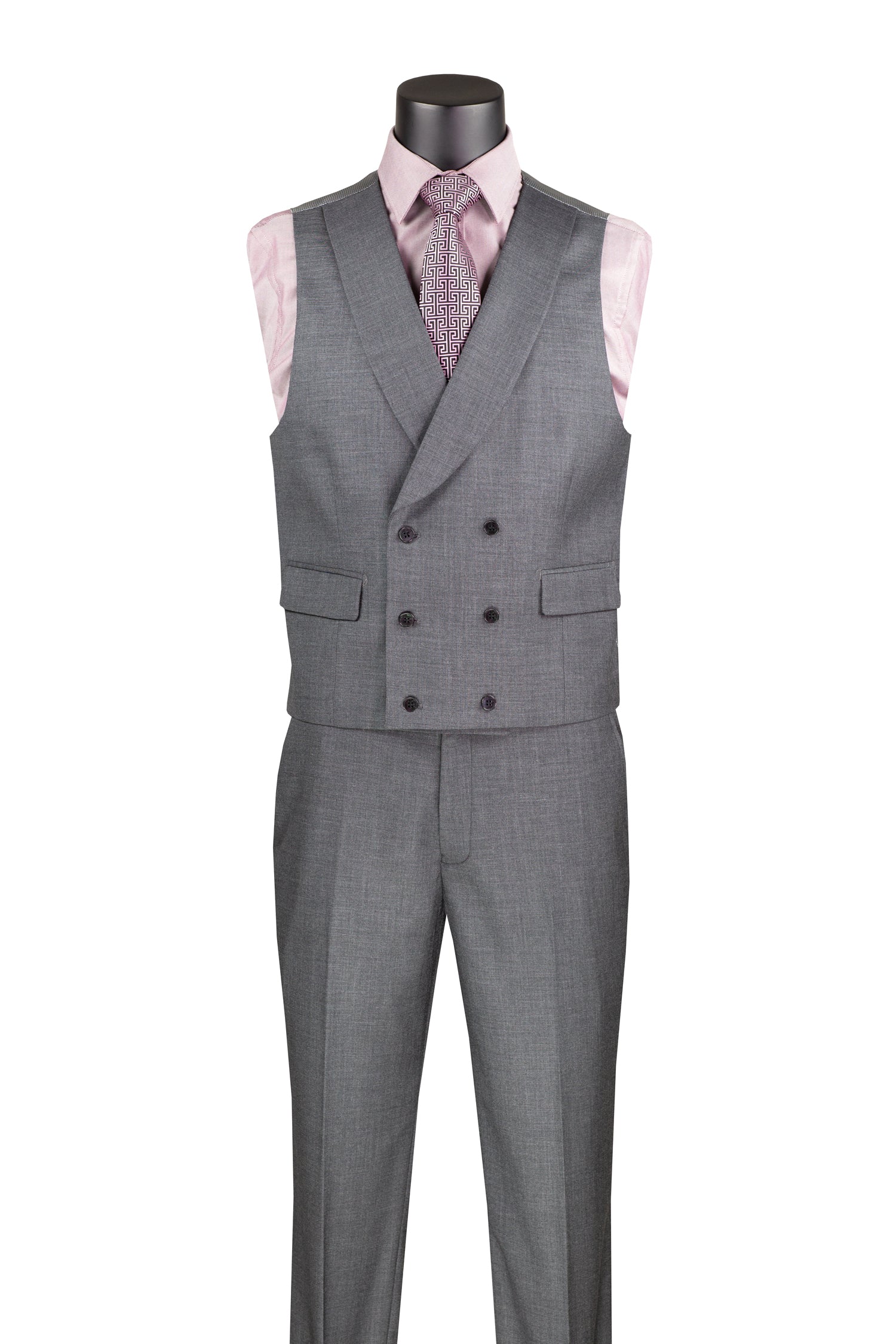 Tessori Collection Men's Modern Fit 3-Piece Solid Charcoal Suit Set - Formal Business Attire for Weddings, Office & Special Occasions