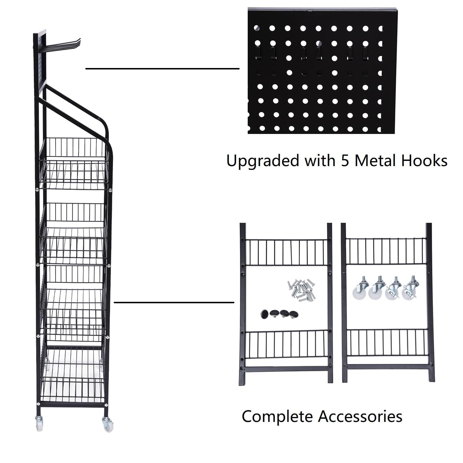 4-Tier Heavy Duty Metal Rolling Kitchen Shelf - 19.6