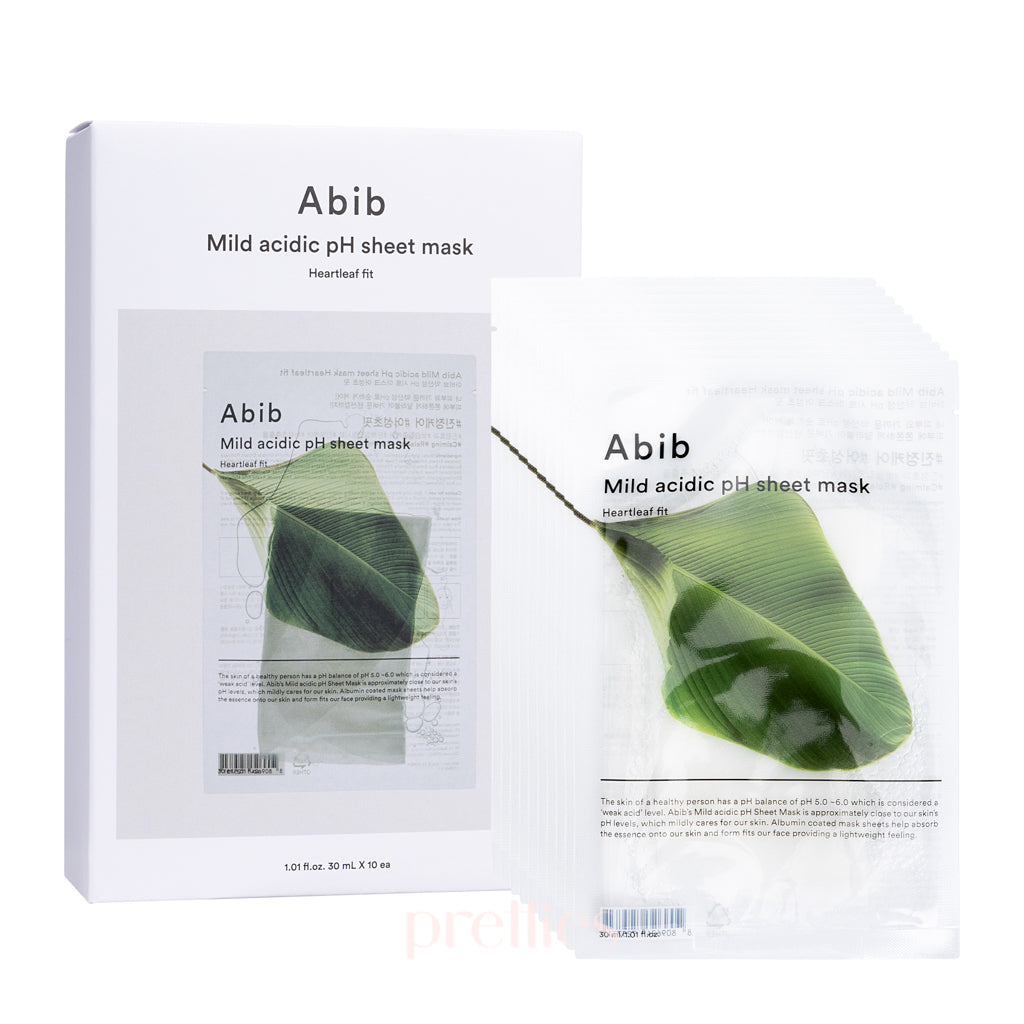 Abib Mild Acidic pH Sheet Mask - Heartleaf Fit (10 Sheet/Box) | Soothing Facial Mask for Sensitive Skin | Perfect for Daily Skincare & Relaxation at Home