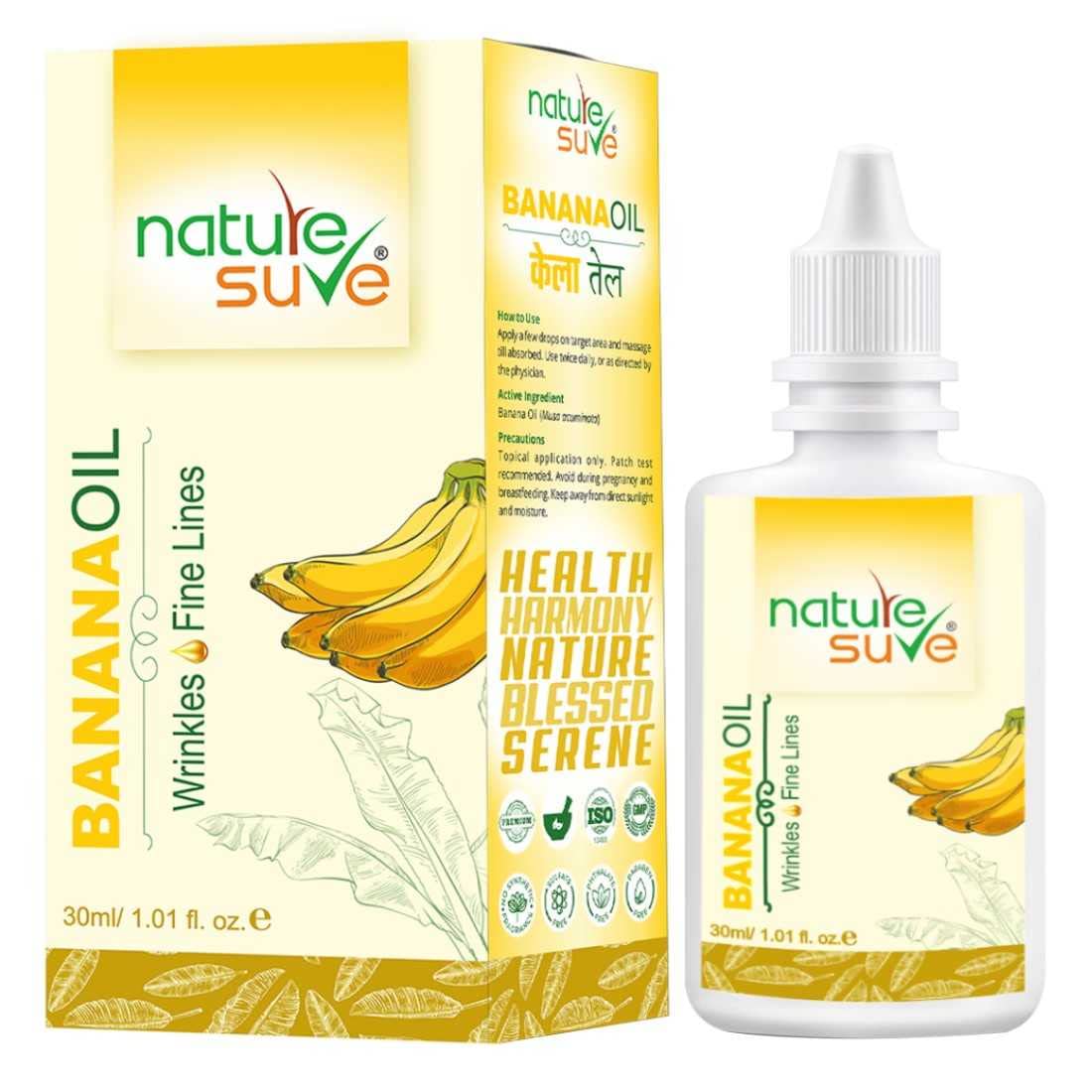 Nature Sure Banana Oil for Wrinkles & Fine Lines - Anti-Aging Facial Treatment for Men & Women (30ml) - Perfect for Daily Skincare Routine & Nighttime Moisturizing