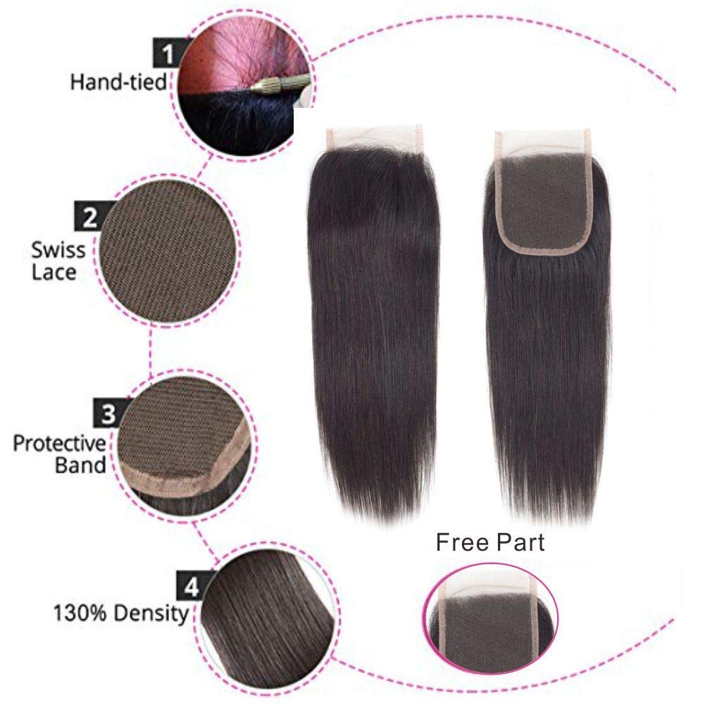 100% Unprocessed Brazilian Virgin Straight Hair 3 Bundles with Free 22