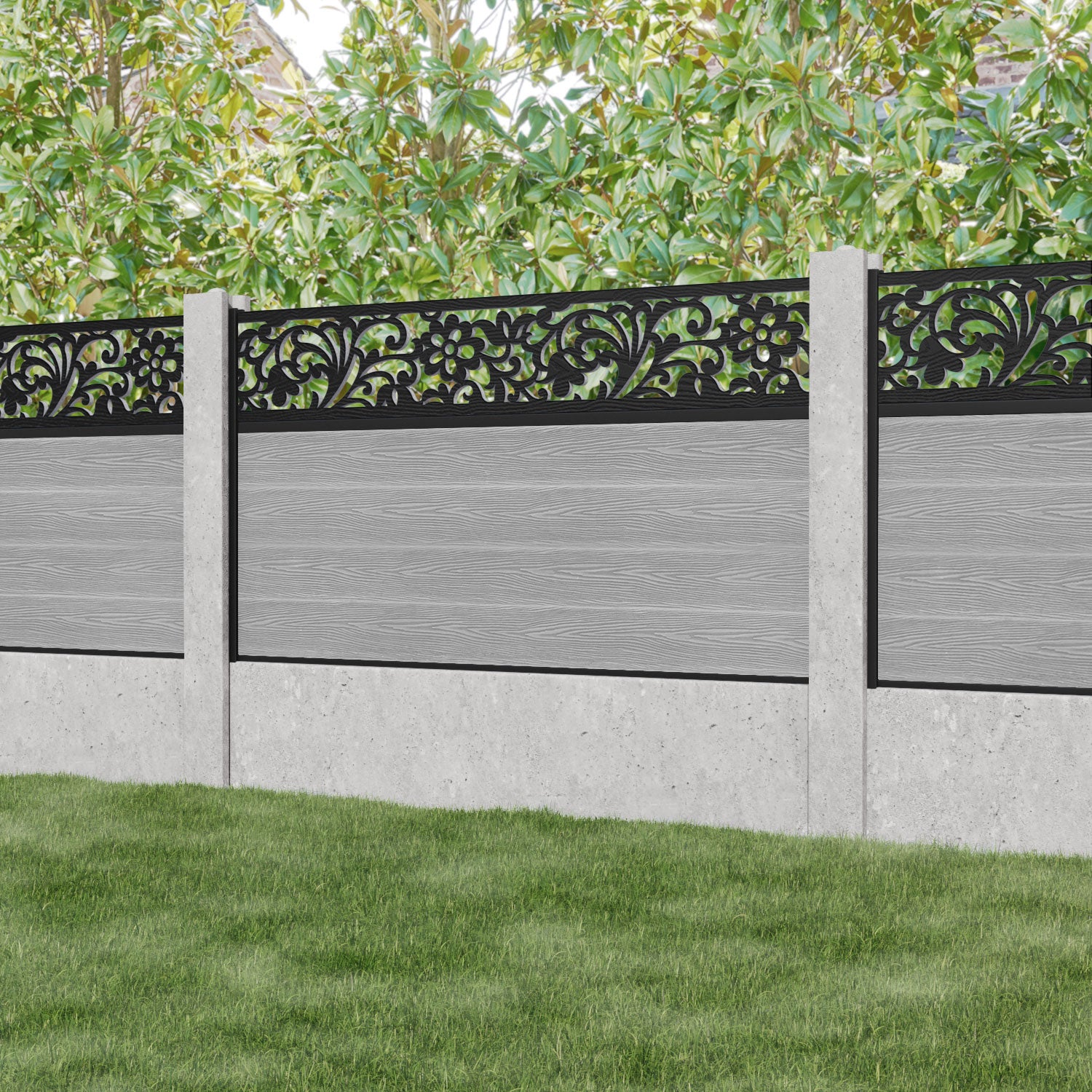 Classic Eden Fence Panel Light Grey - Durable Vinyl Privacy Fence for Backyard, Garden & Pool Areas - Fits Existing Concrete Posts - Weather Resistant Outdoor Fencing Solution