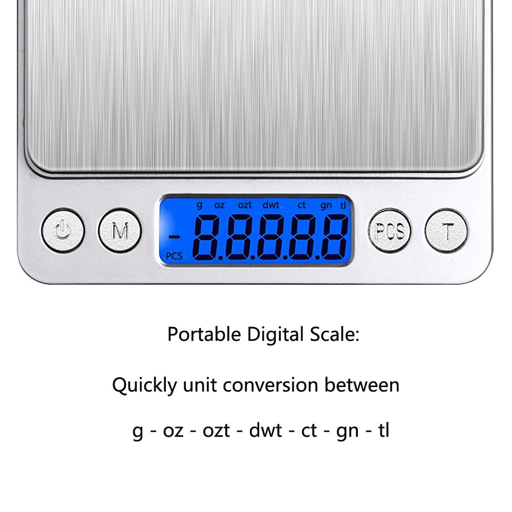 BeGrit 2000g/0.1g Precision Digital Kitchen Scale with LCD Display - 4.4 lb Capacity, Multifunction Food Scale for Baking, Cooking & Portion Control (Includes Batteries) - Perfect for Home, Restaurant & Meal Prep