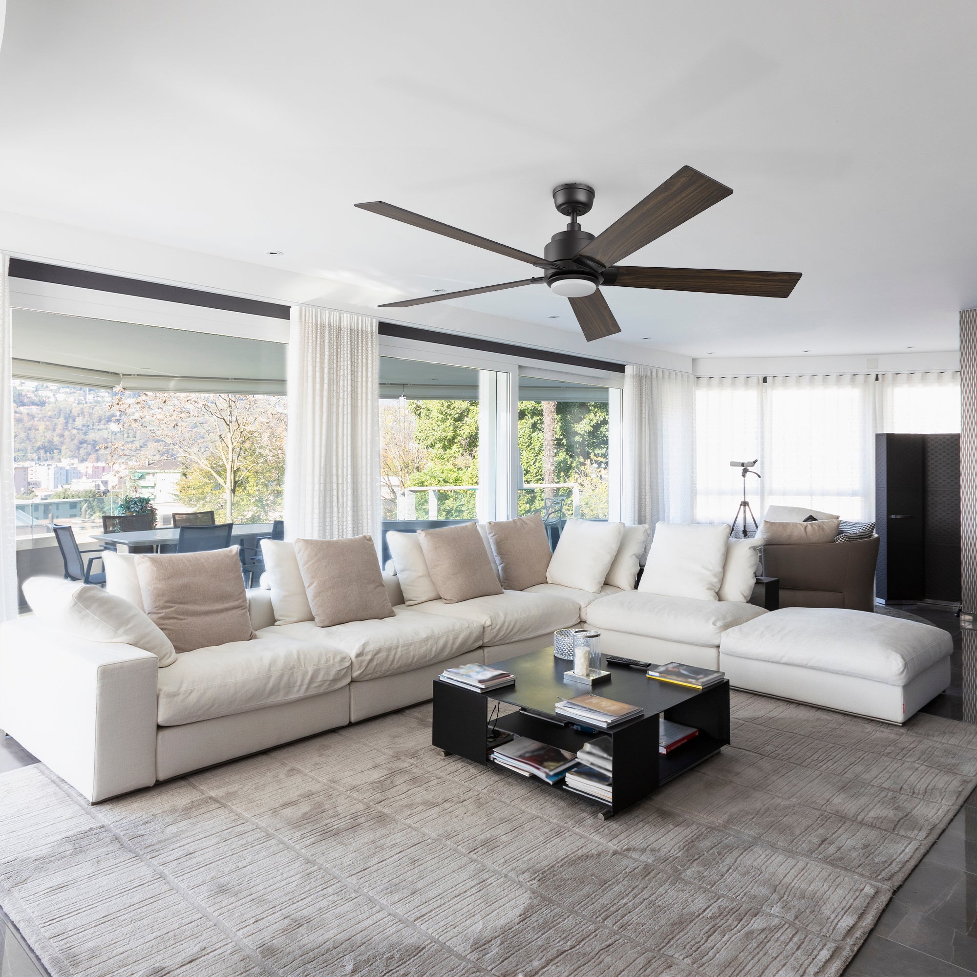 Aspen II Smart Ceiling Fan with LED Light - Remote Control, 60 Inch, Dimmable, Energy Efficient - Perfect for Bedroom, Living Room, Patio & Outdoor Spaces