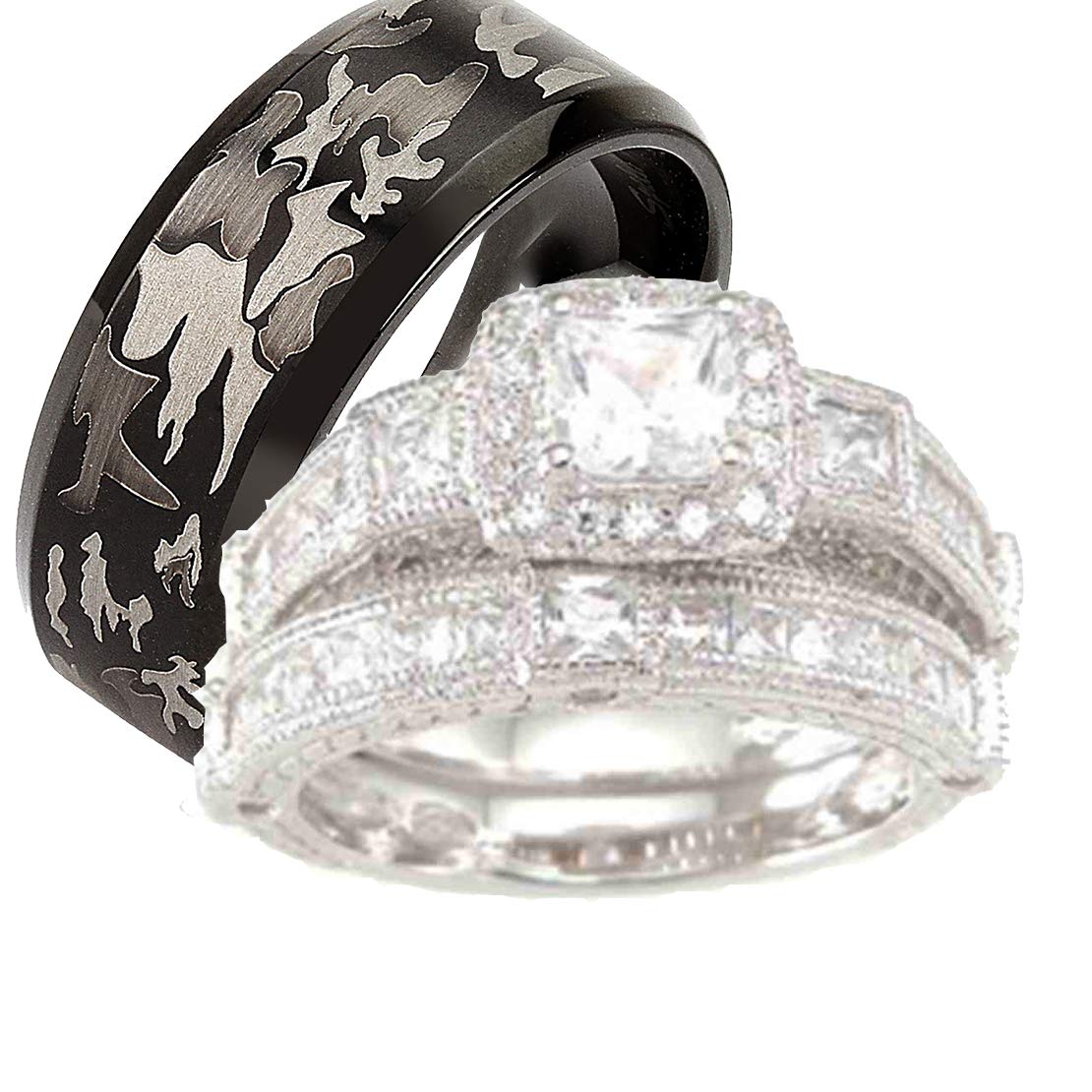 His and Hers Wedding Ring Set - Matching 14K Gold Bands for Couples (Choose Sizes) - Perfect for Anniversaries, Engagements & Romantic Gifts