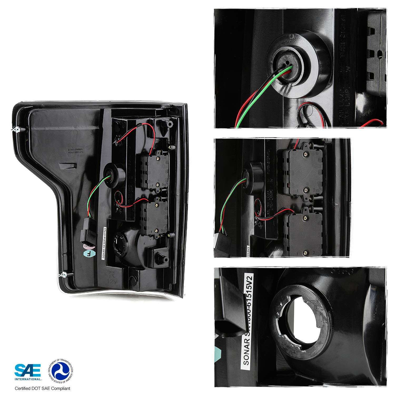 AKKON LED Tail Lights Brake Lights for 2015-2017 Ford F-150 - Black C-Tube Light Bar Pair (Left Driver & Right Passenger) - Upgrade Your Truck's Style & Night Visibility